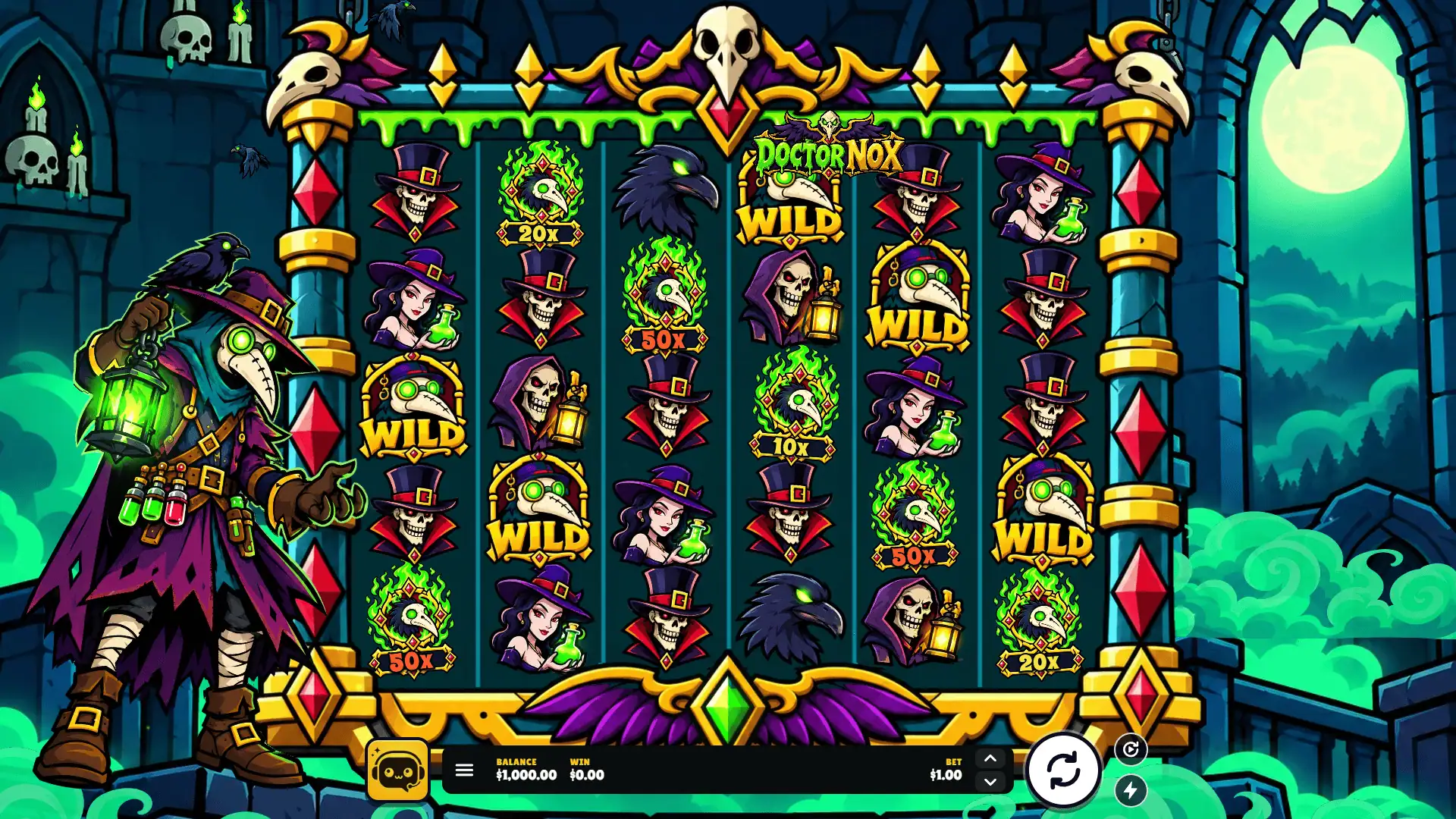 Doctor Nox slot gameplay reels