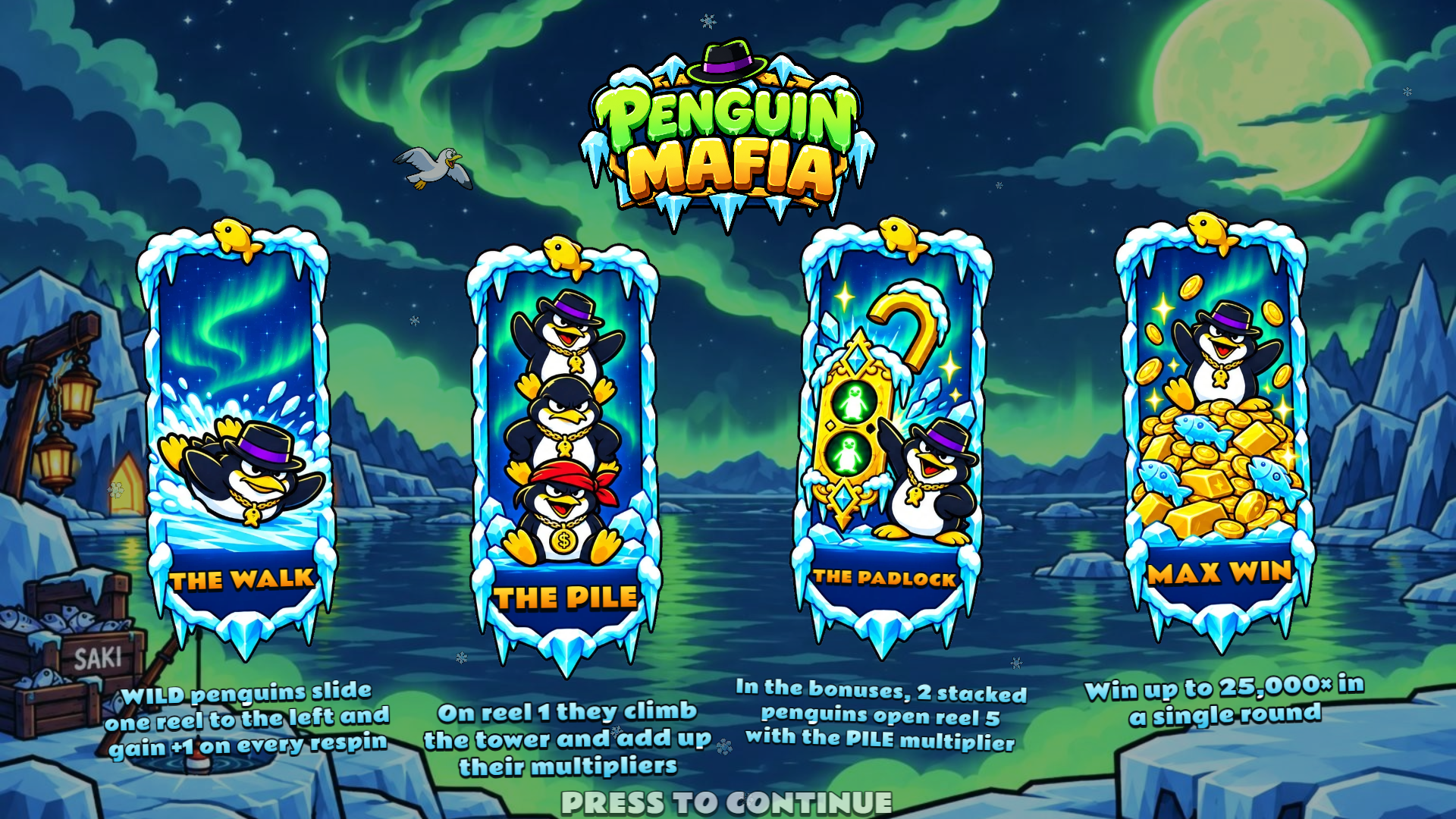 Penguin Mafia slot intro screen