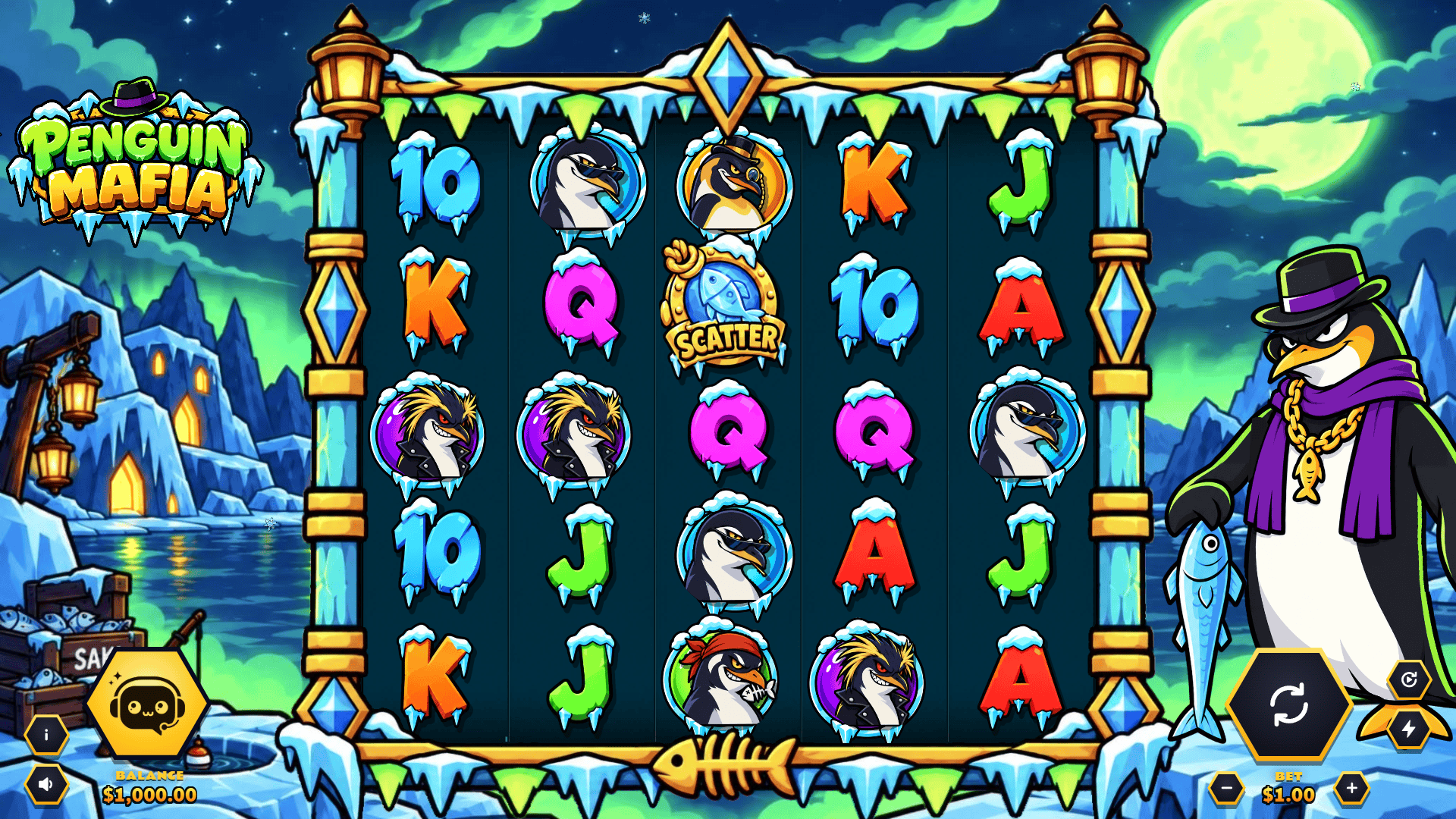 Penguin Mafia slot gameplay reels