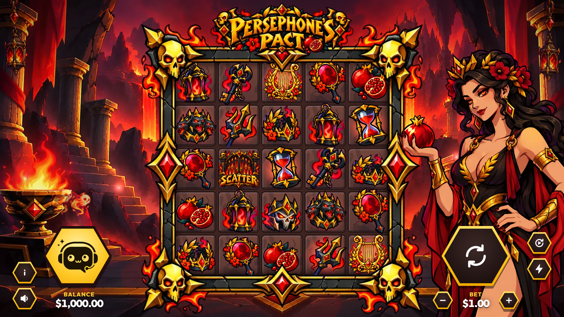 Persephone's Pact slot gameplay reels