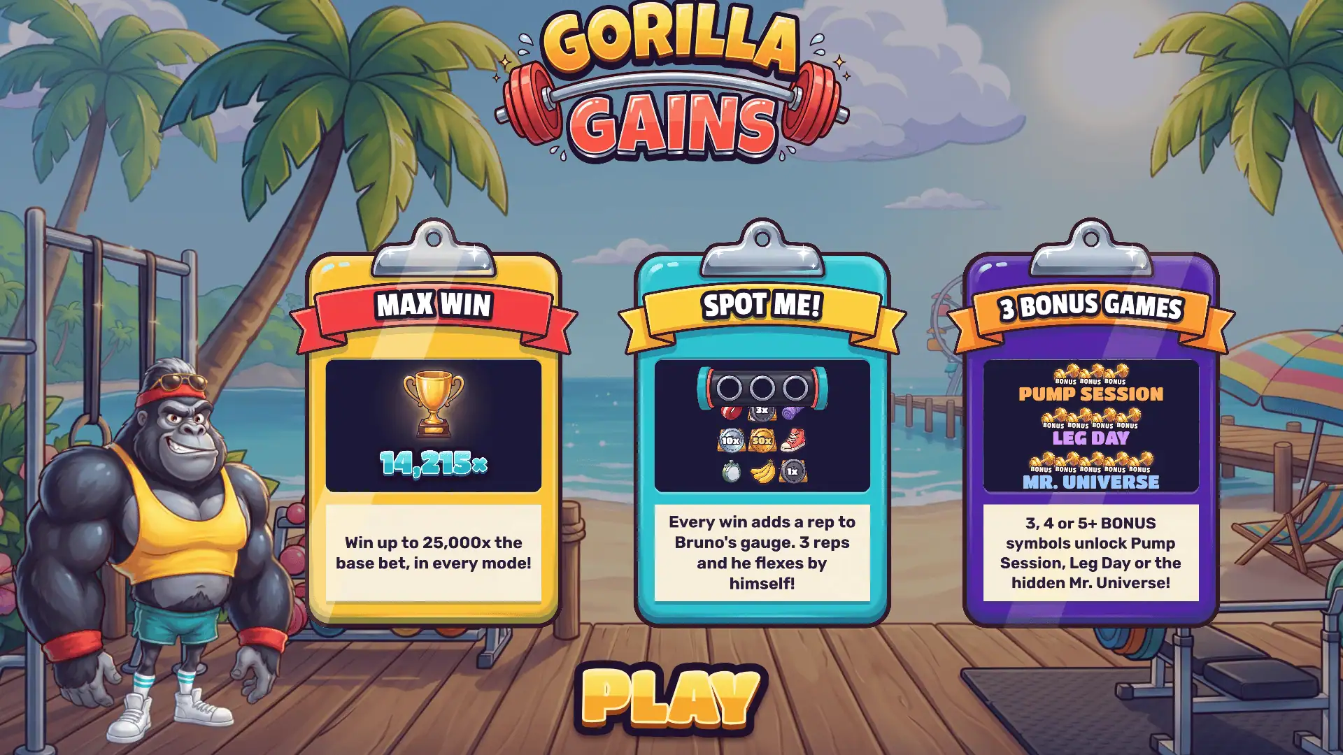 Gorilla Gains slot intro screen