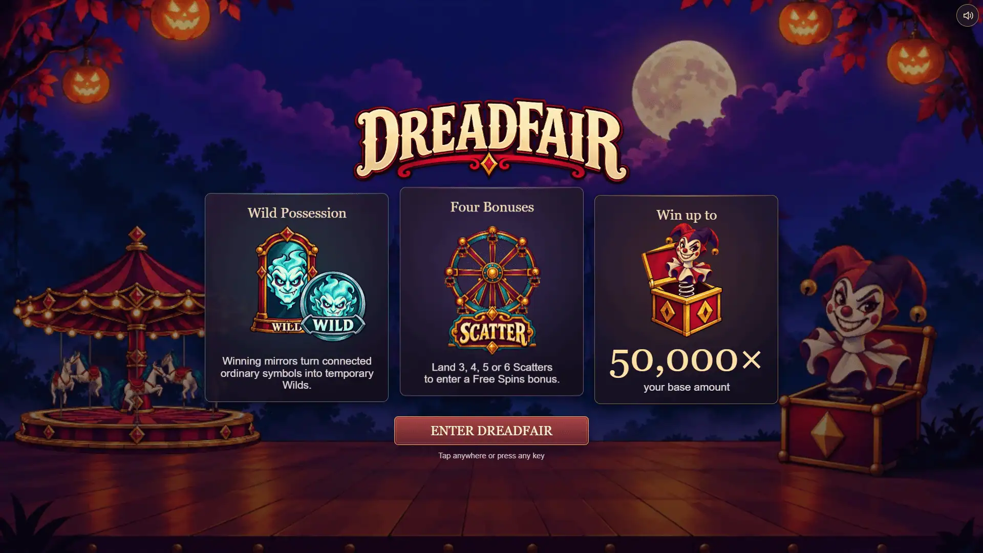 Dreadfair slot intro screen