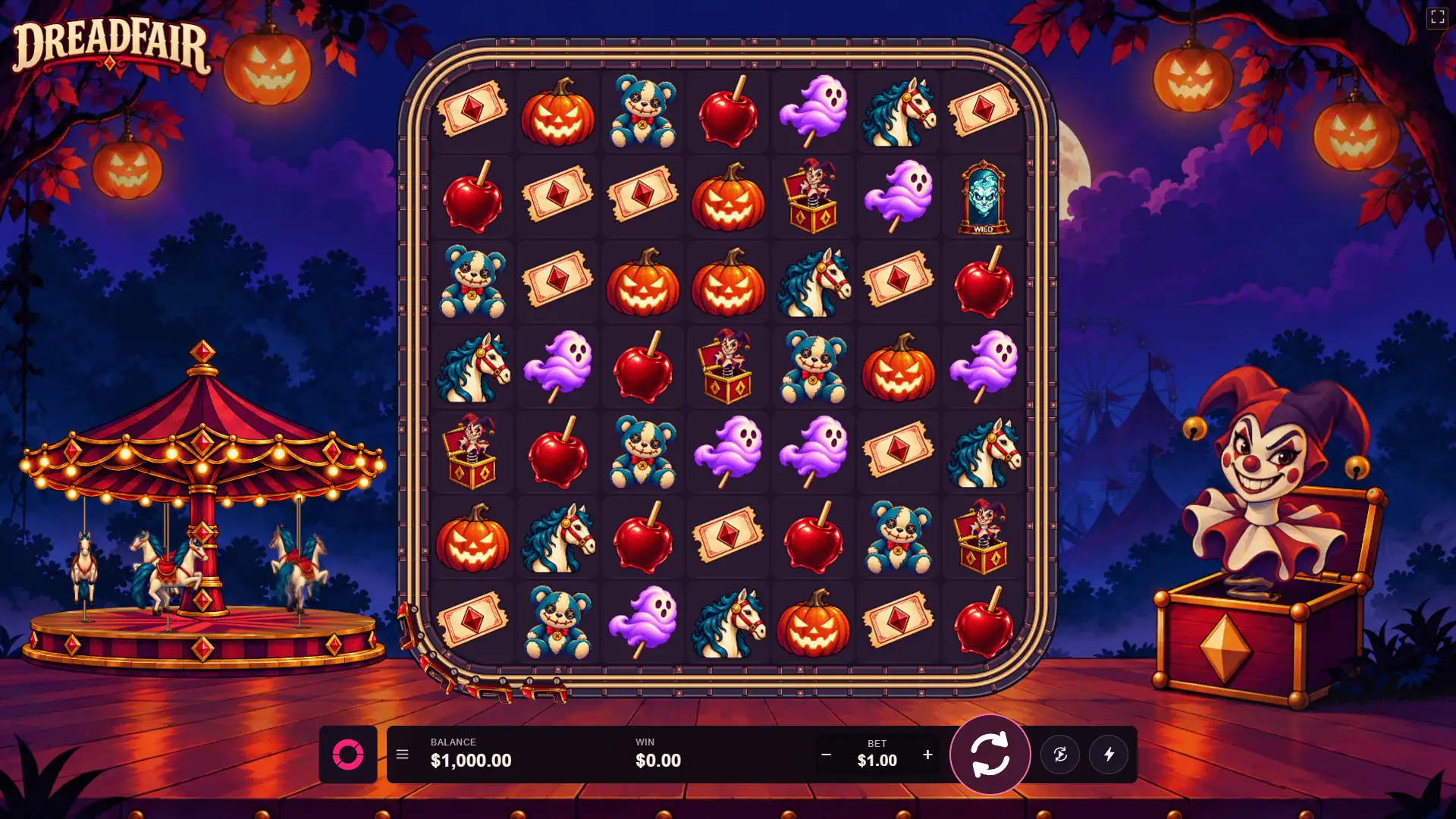 Dreadfair slot gameplay reels