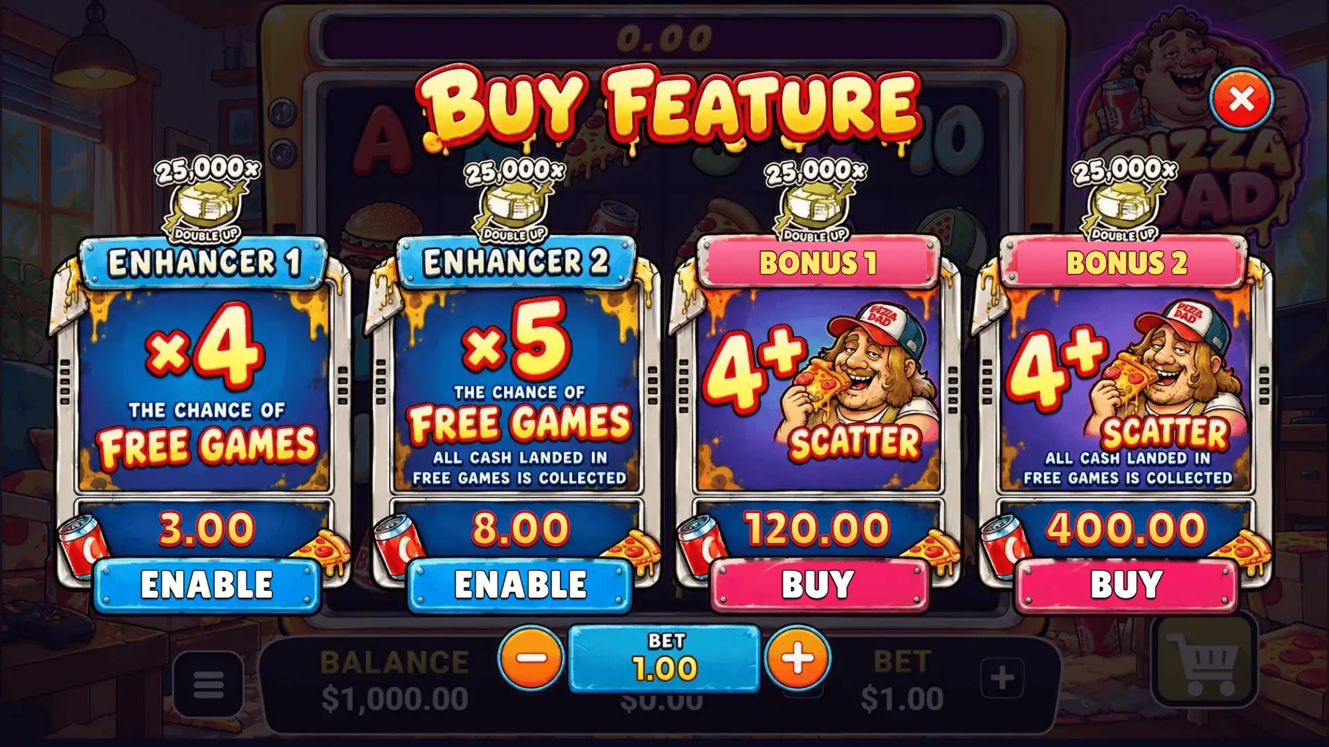 Pizza Dad bonus buy menu