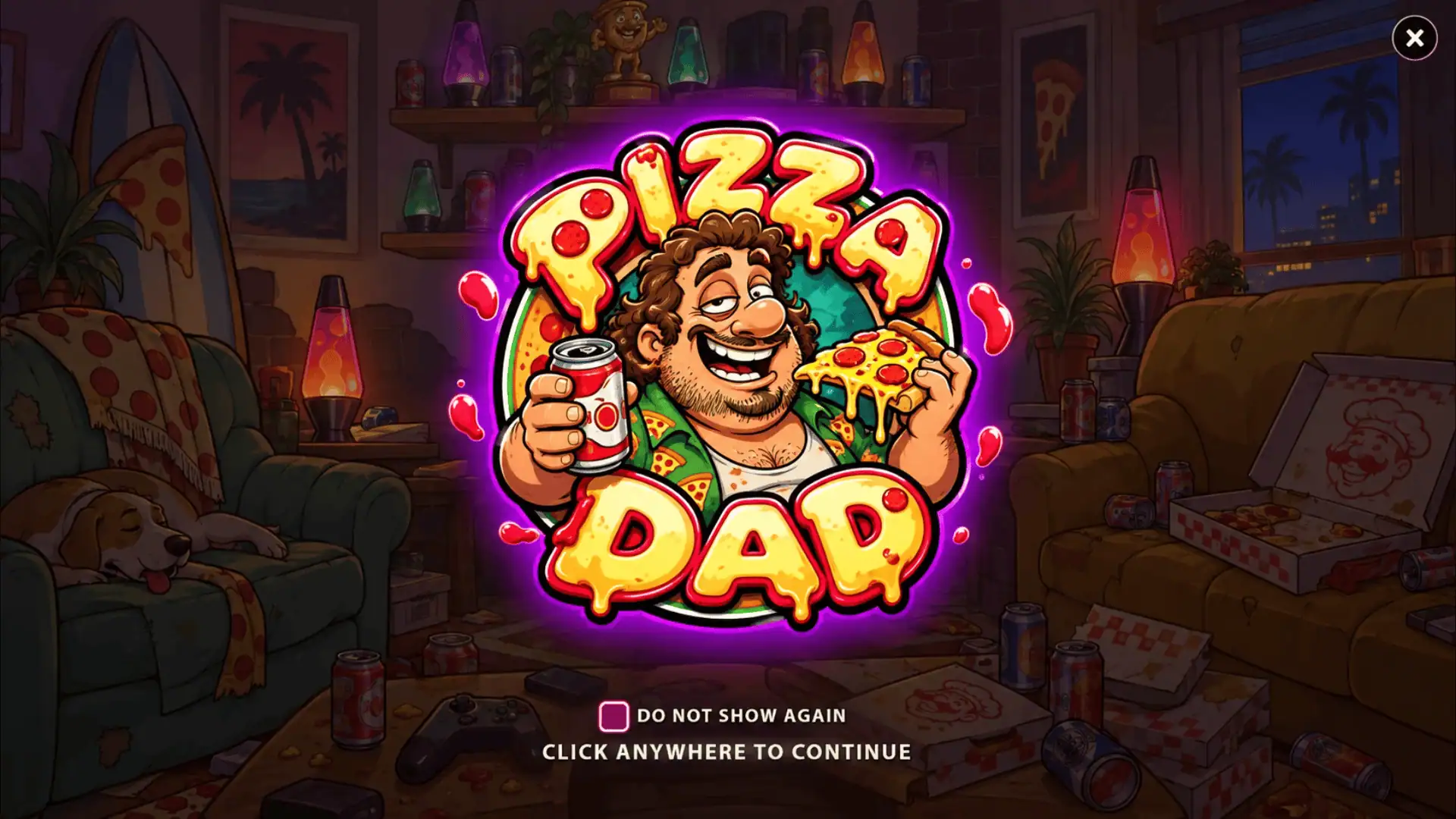 Pizza Dad slot intro screen