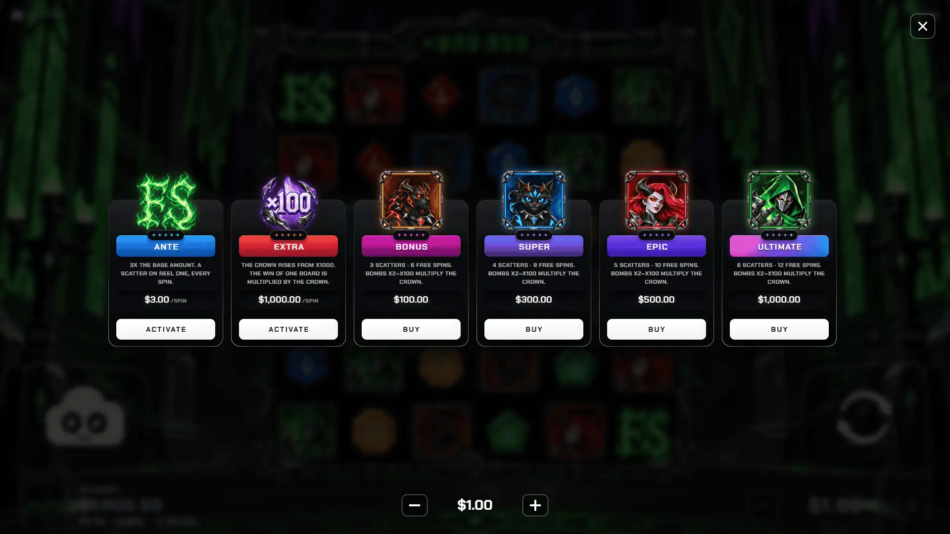 Dom bonus buy menu