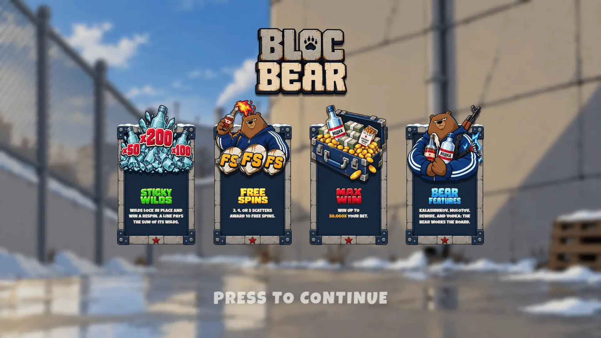 Bloc Bear slot intro screen