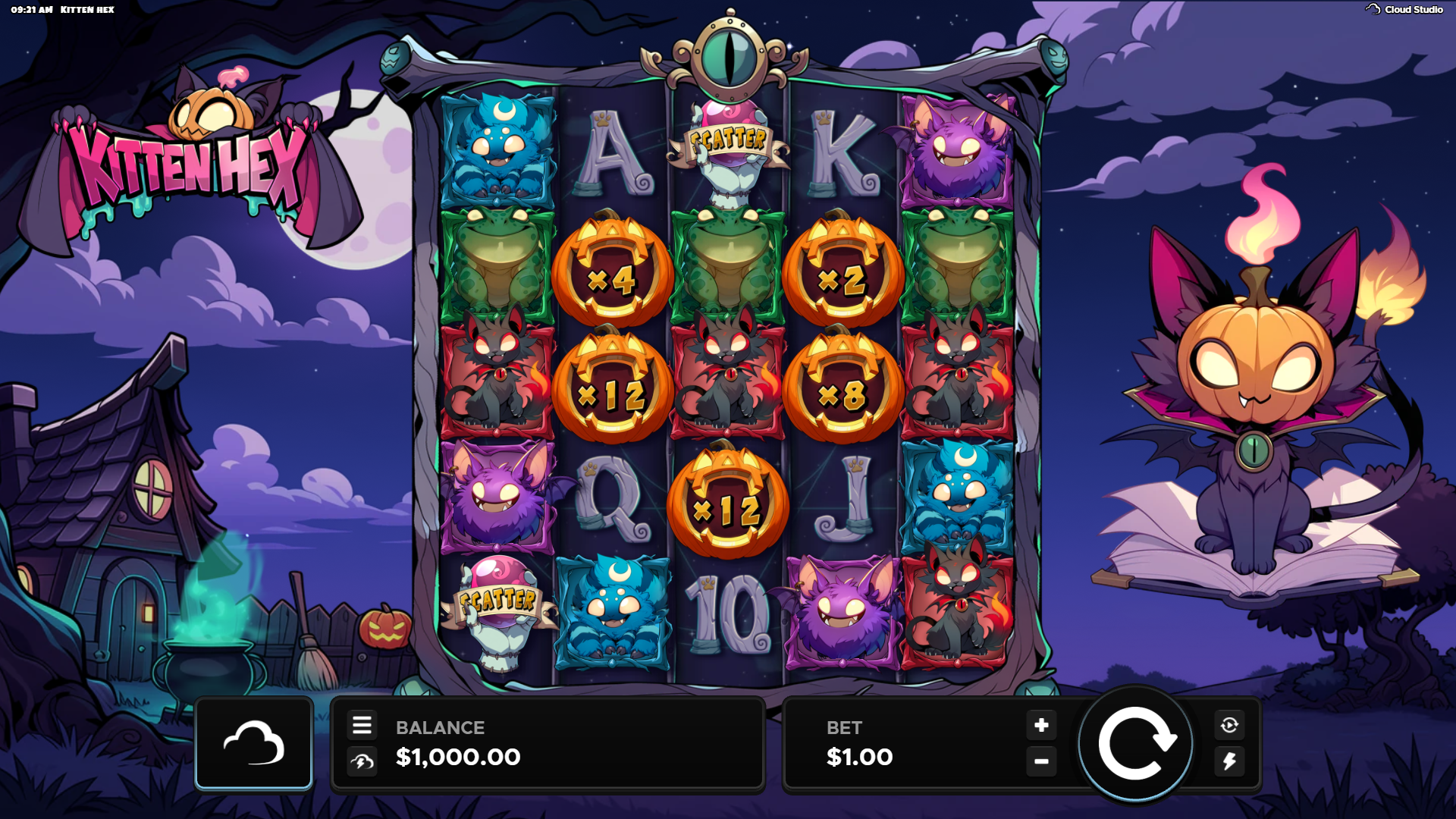 Kitten Hex slot gameplay reels