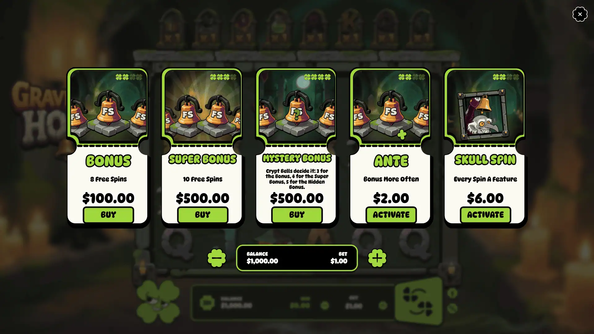 Gravebell Hour bonus buy menu