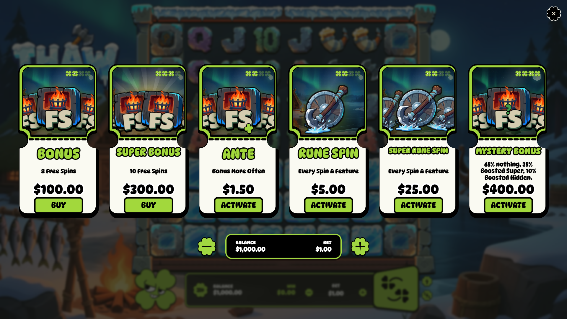 Thaw bonus buy menu