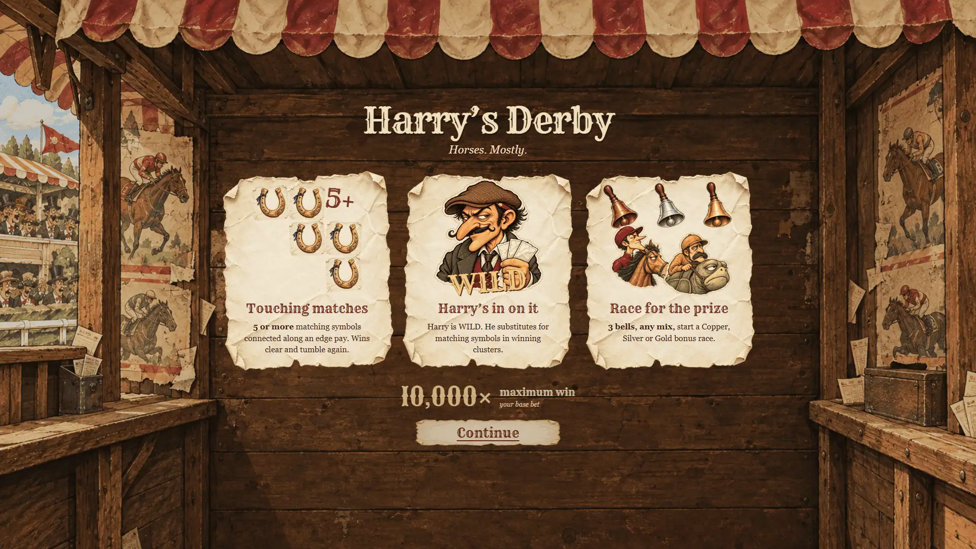 Harry's Derby slot intro screen