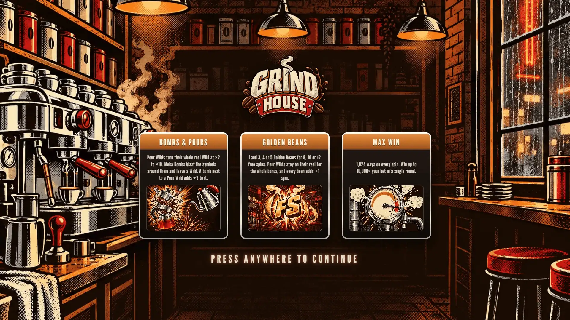 Grind House slot intro screen