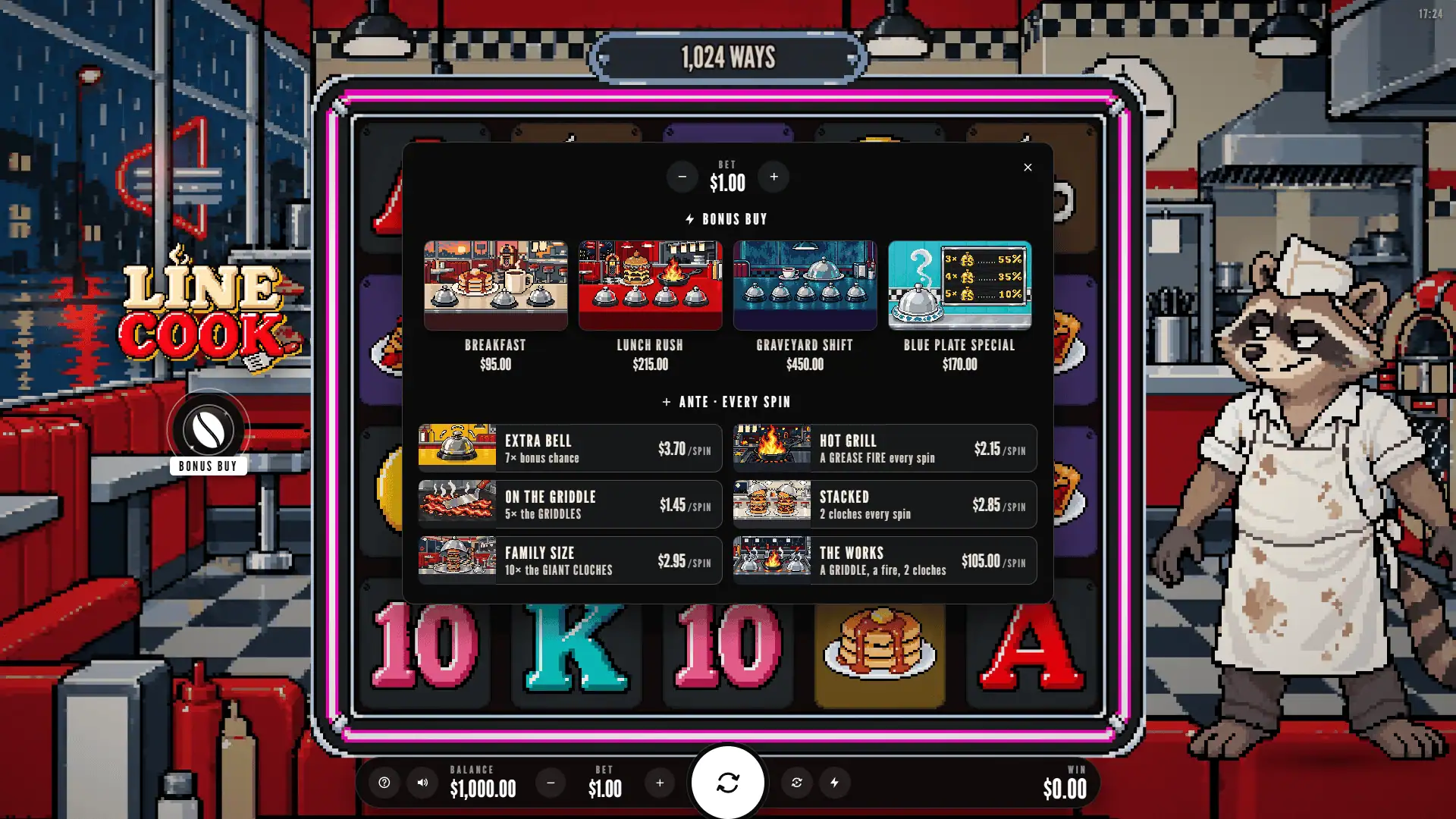 Line Cook bonus buy menu