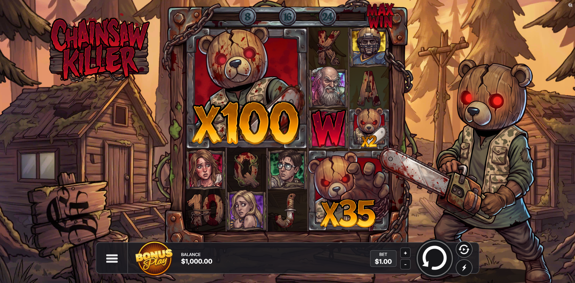 Chainsaw Killer slot gameplay reels