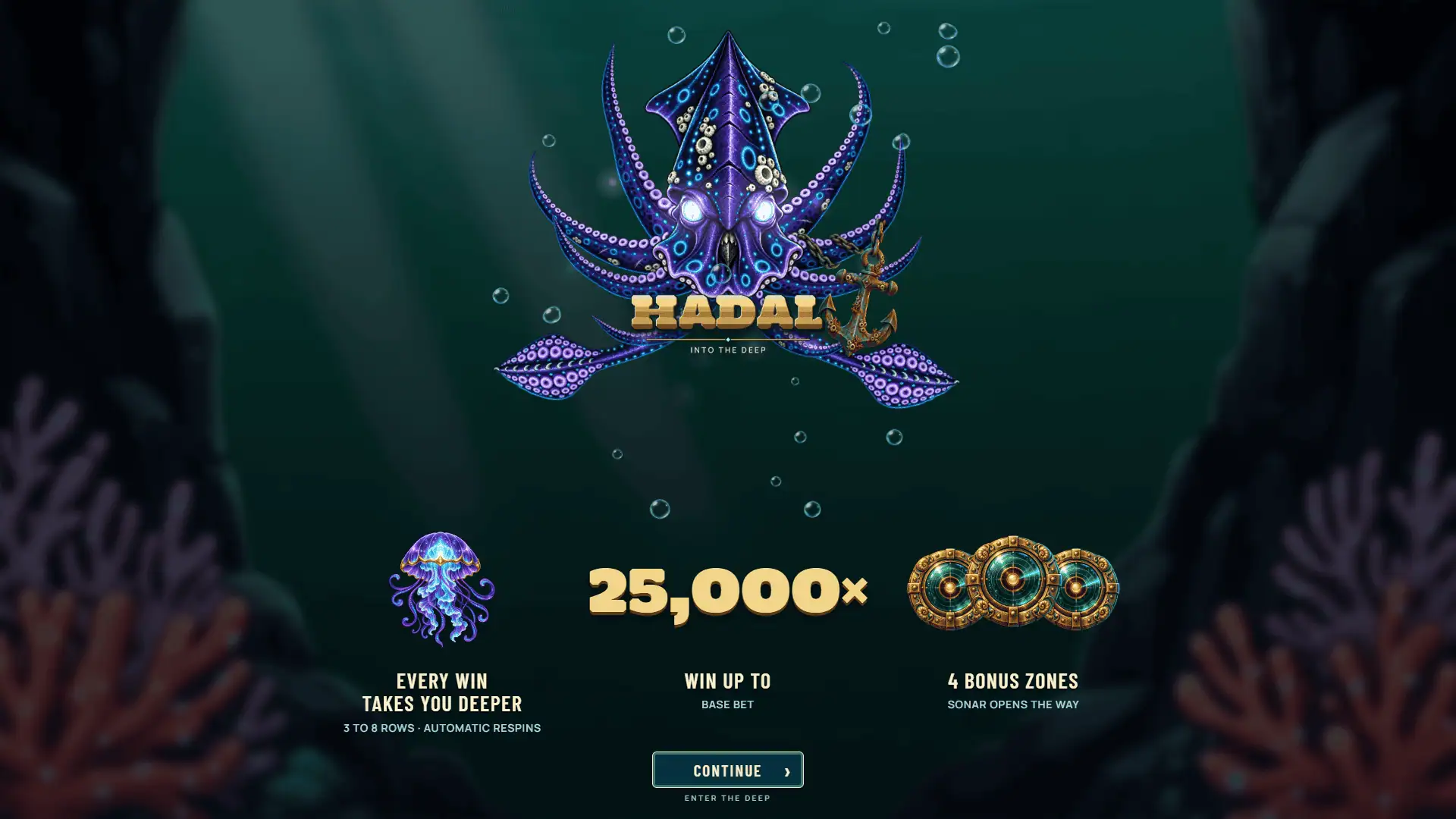 Hadal slot intro screen