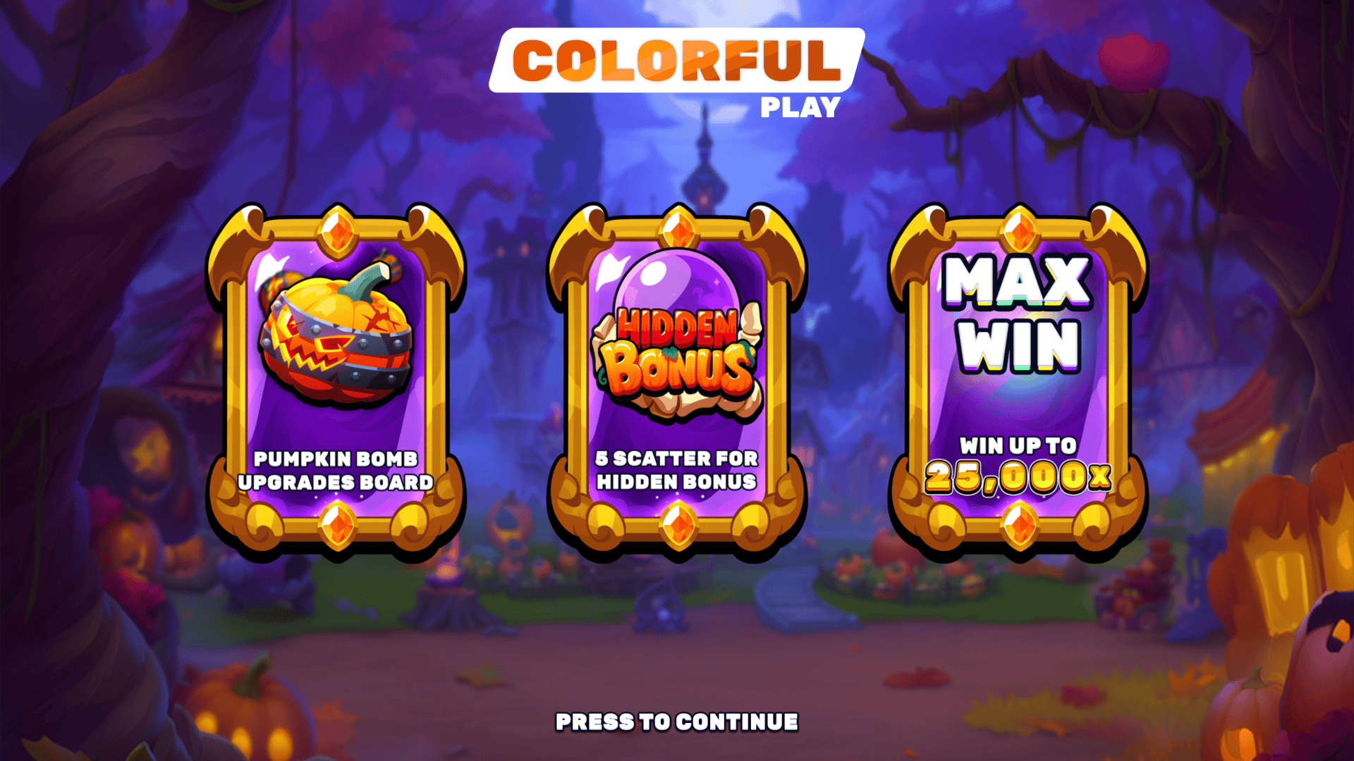 Queen of Halloween slot intro screen
