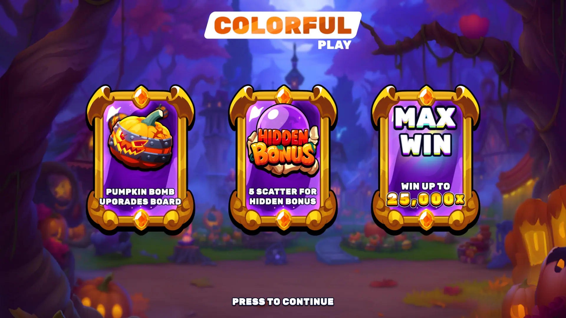 Queen of Halloween slot intro screen