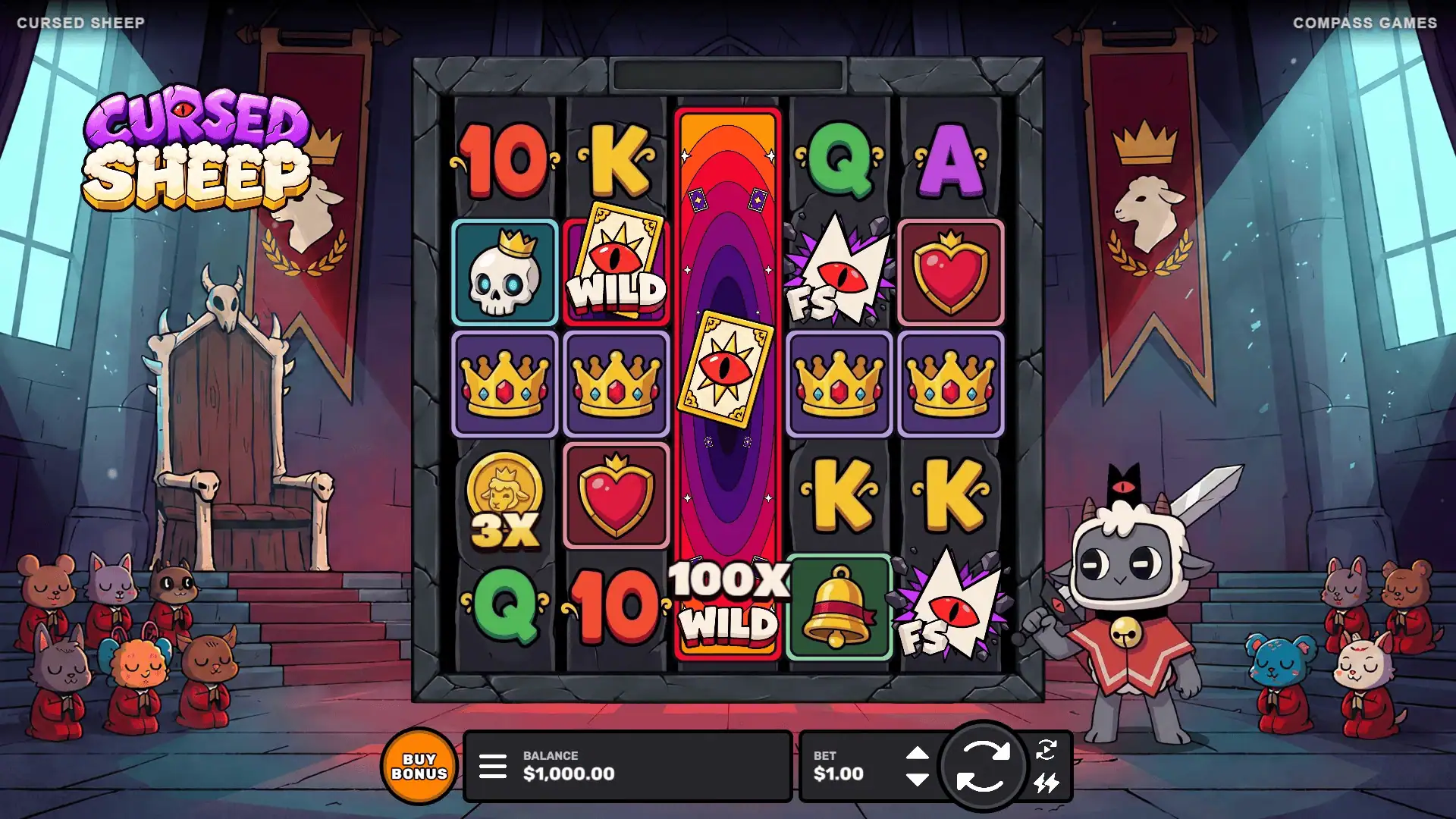 Cursed Sheep slot gameplay reels