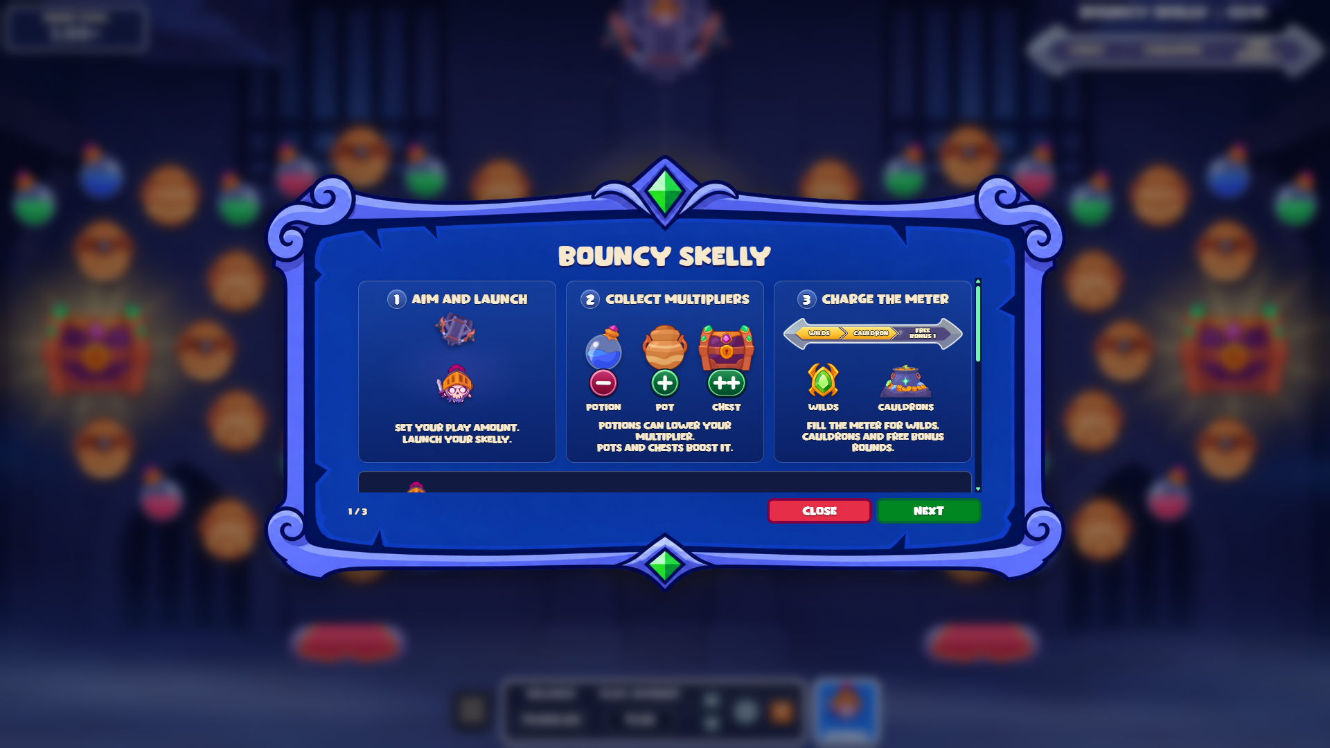 Bouncy Skelly slot intro screen
