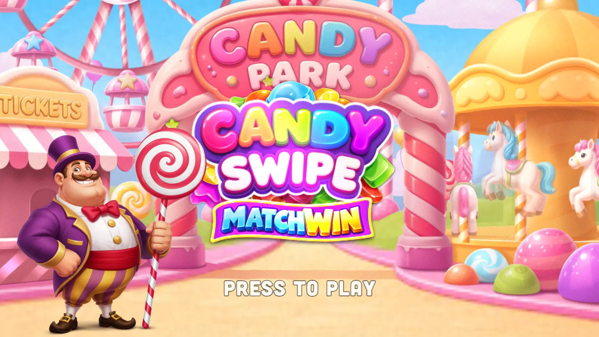 Candy Swipe MatchWin&trade; slot intro screen