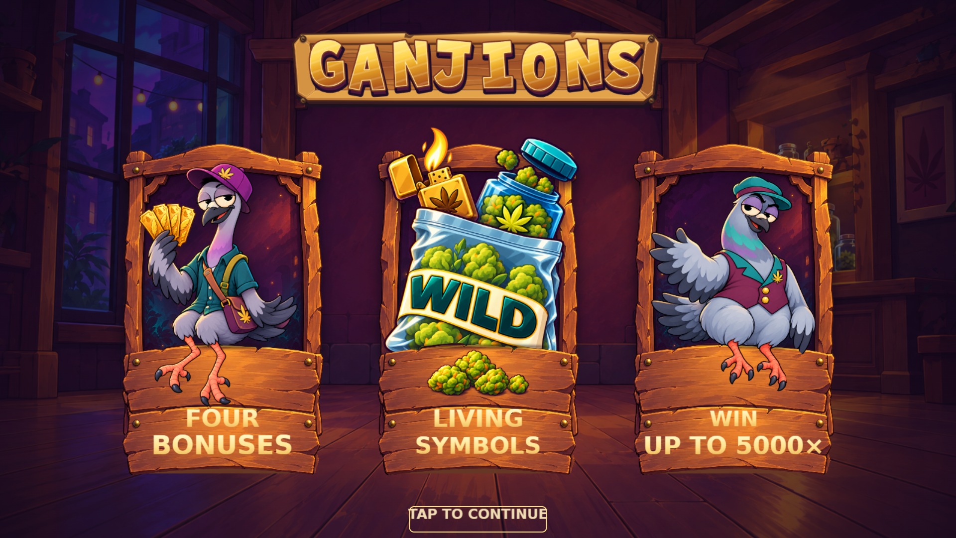 Ganjions slot intro screen