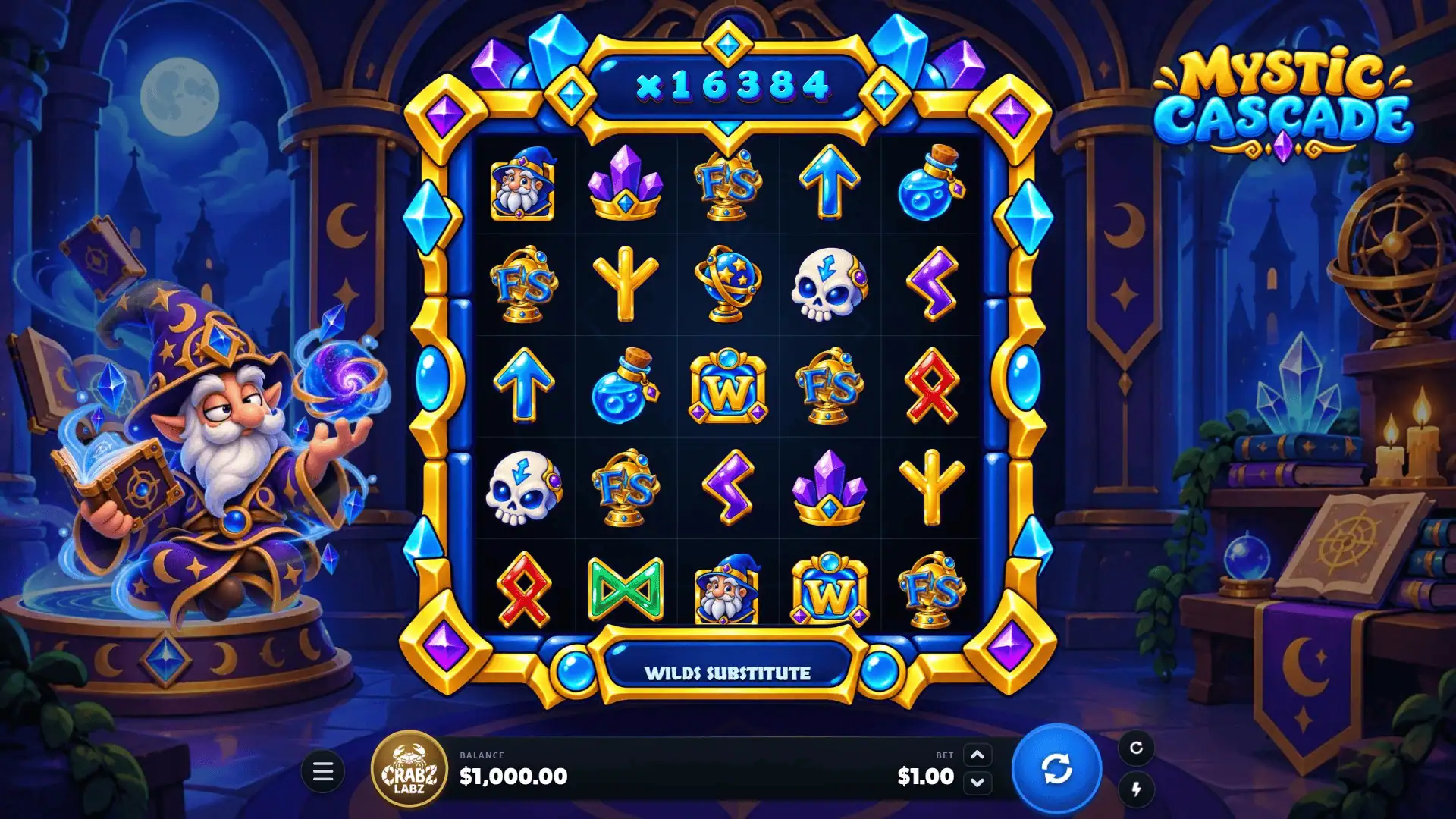 Mystic Cascade slot gameplay reels