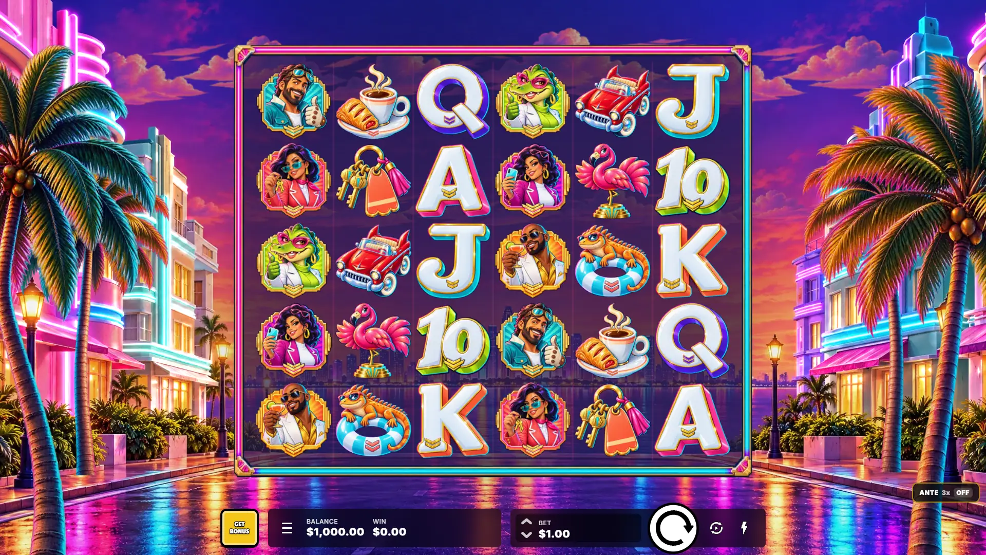 Miami Road Trip slot gameplay reels