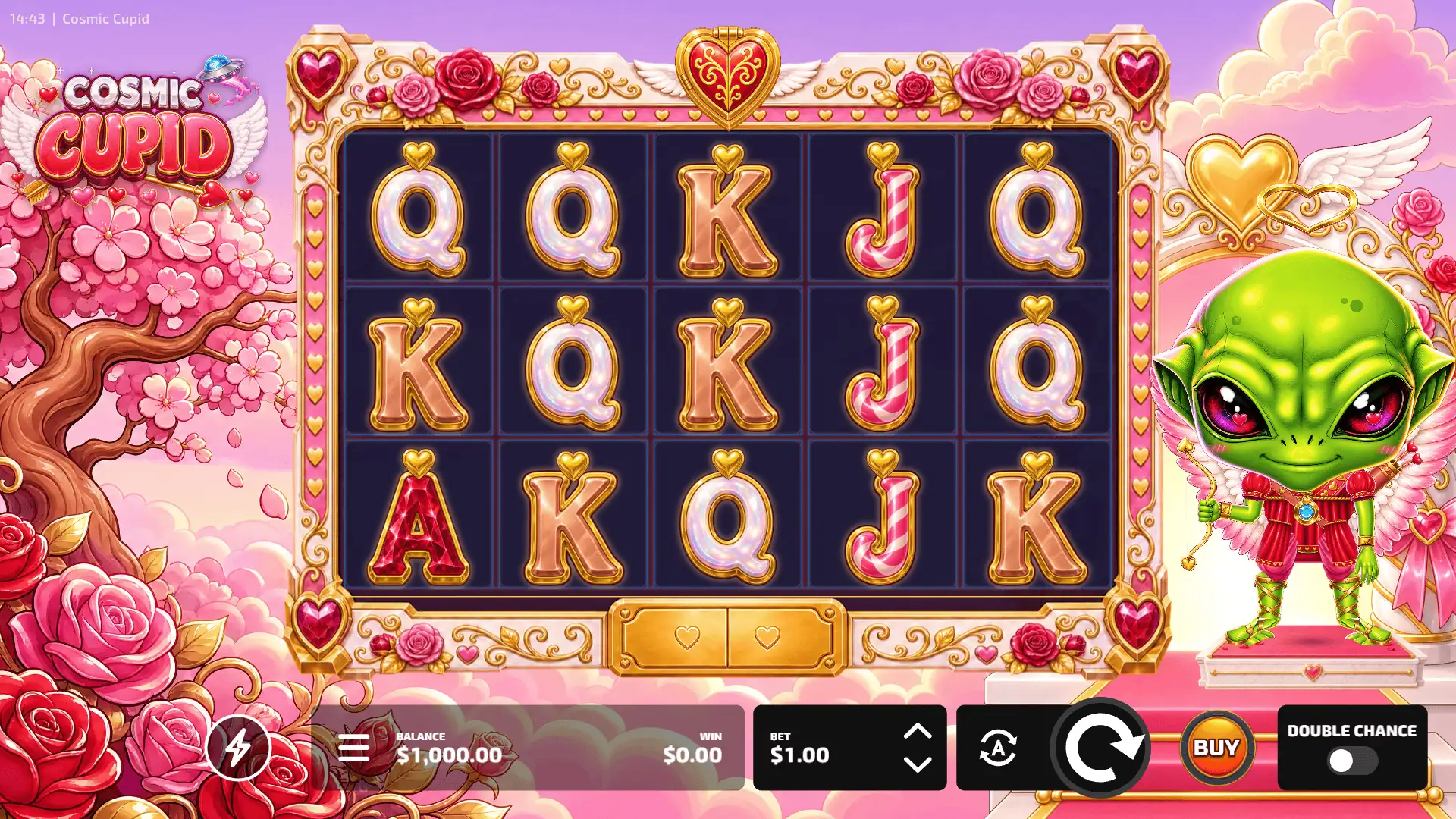 Cosmic Cupid slot gameplay reels