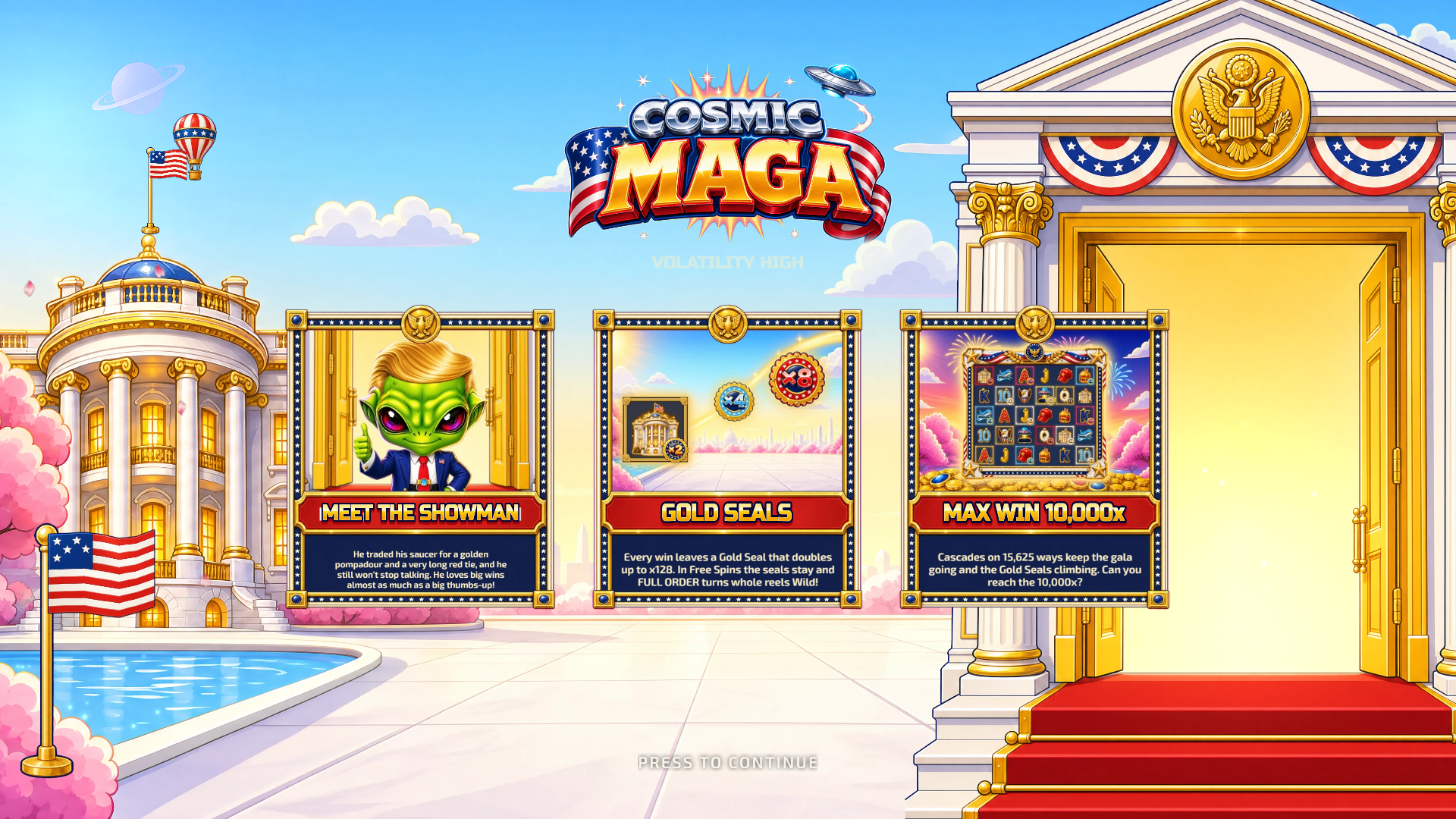 Cosmic Maga slot intro screen