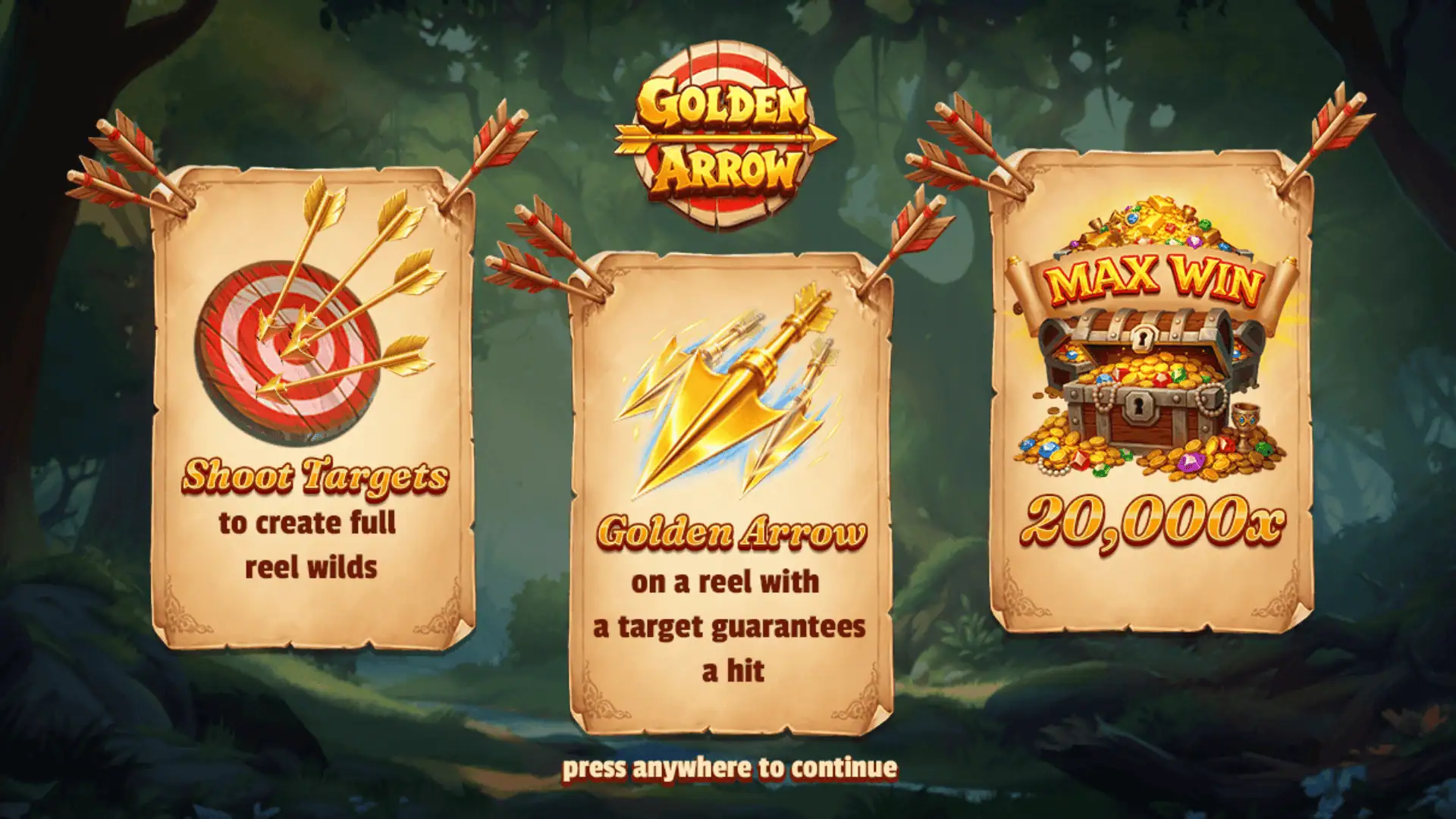 Golden Arrow slot intro screen