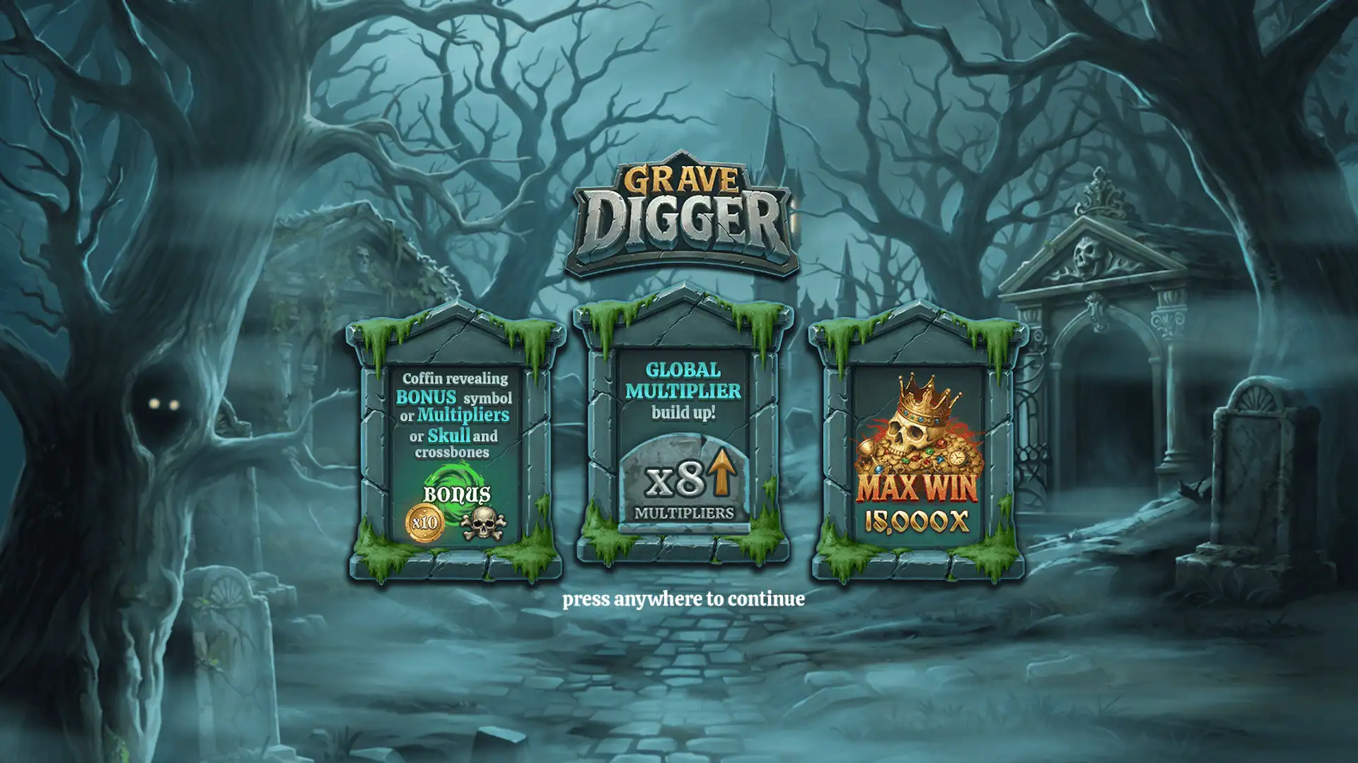 Grave Digger slot intro screen