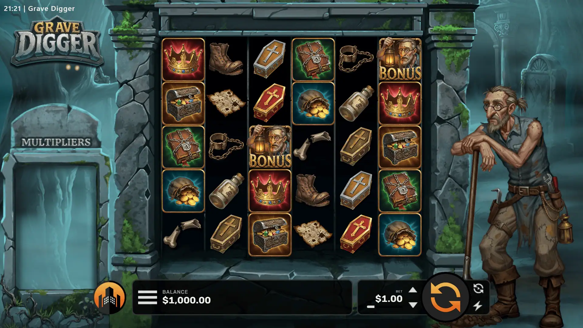 Grave Digger slot gameplay reels
