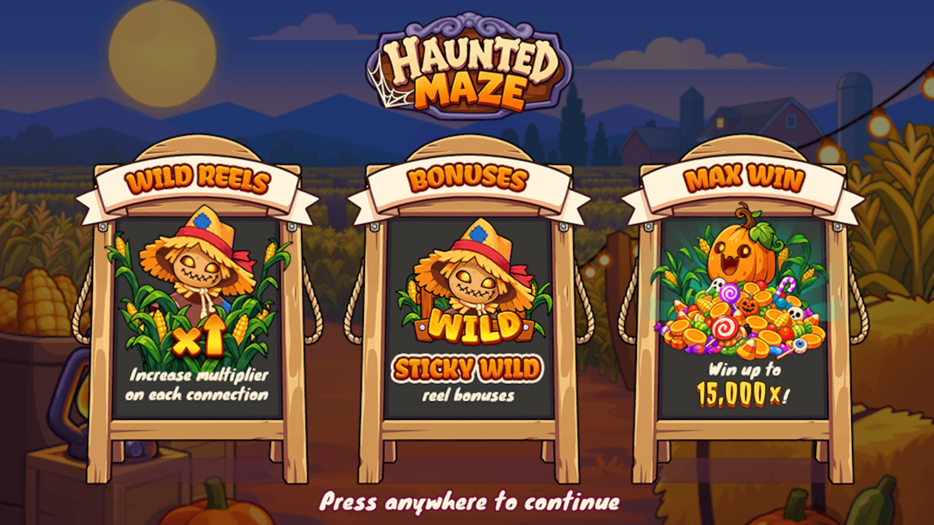 Haunted Maze slot intro screen