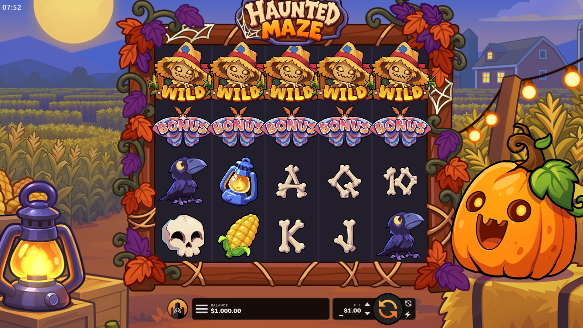 Haunted Maze slot gameplay reels