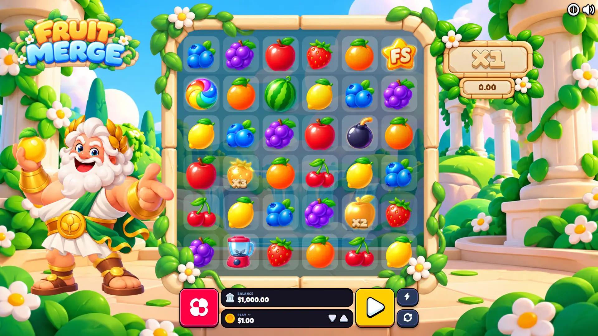 Fruit Merge slot gameplay board