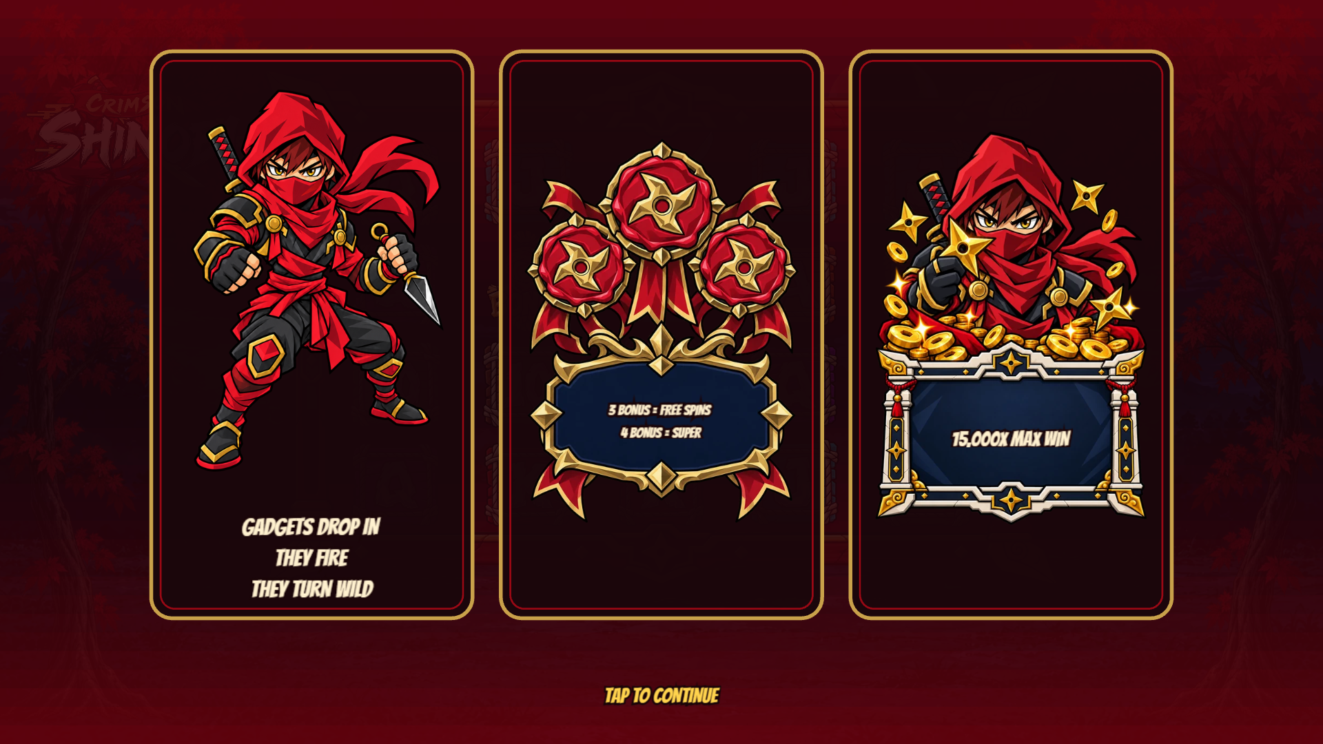 Crimson Shinobi slot intro screen