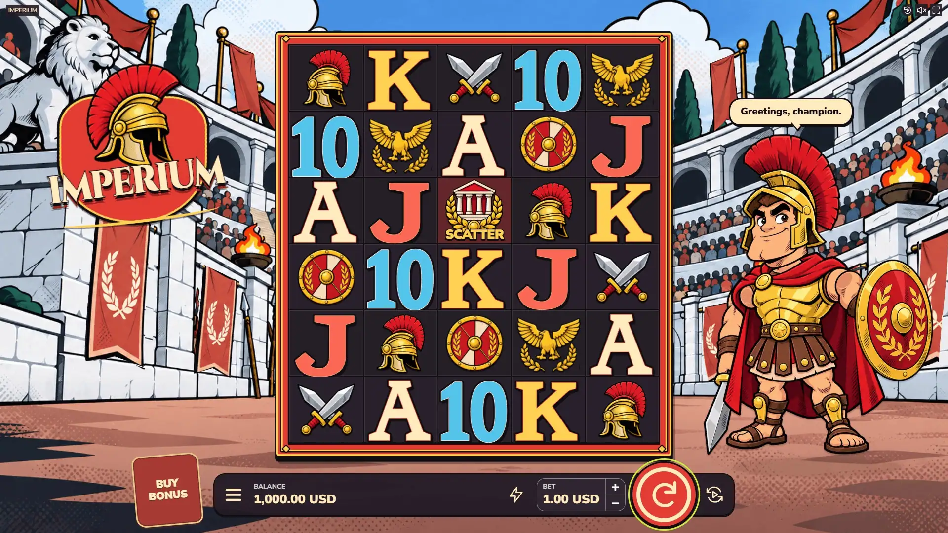 Imperium slot gameplay reels