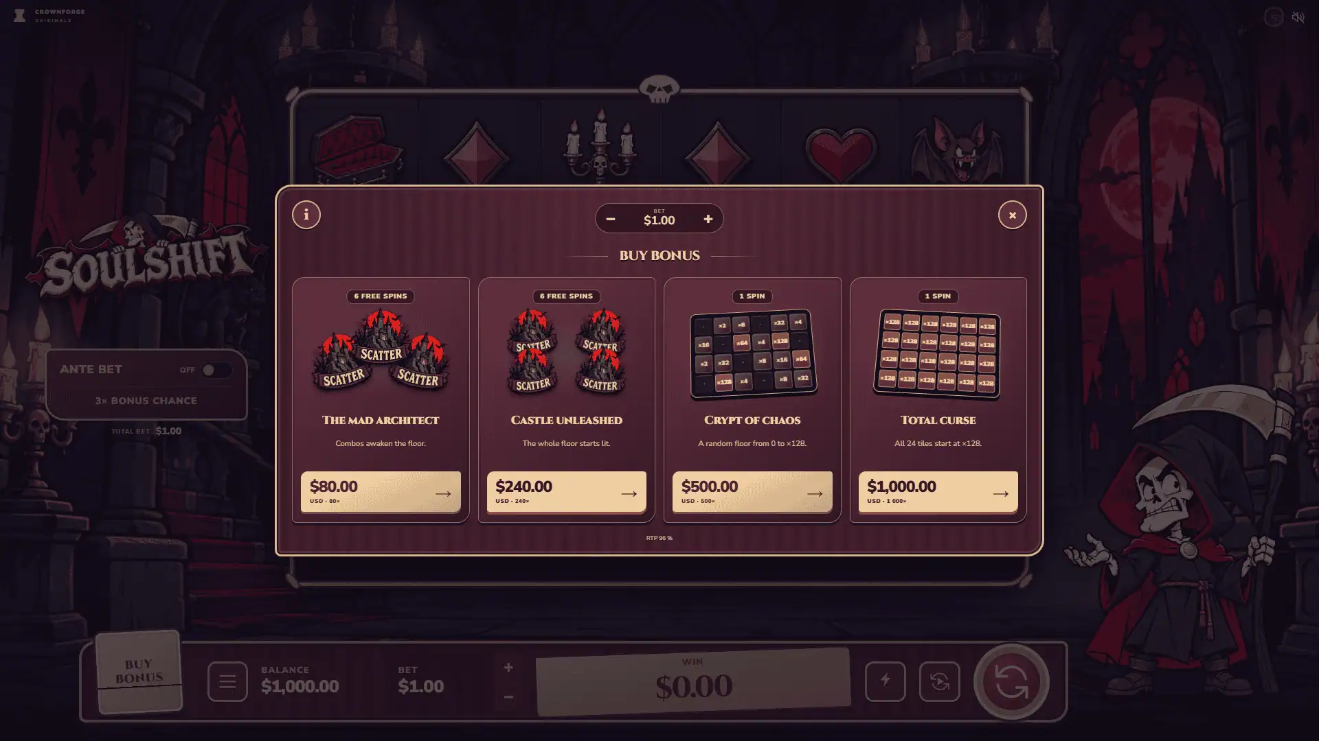 Soulshift bonus buy menu