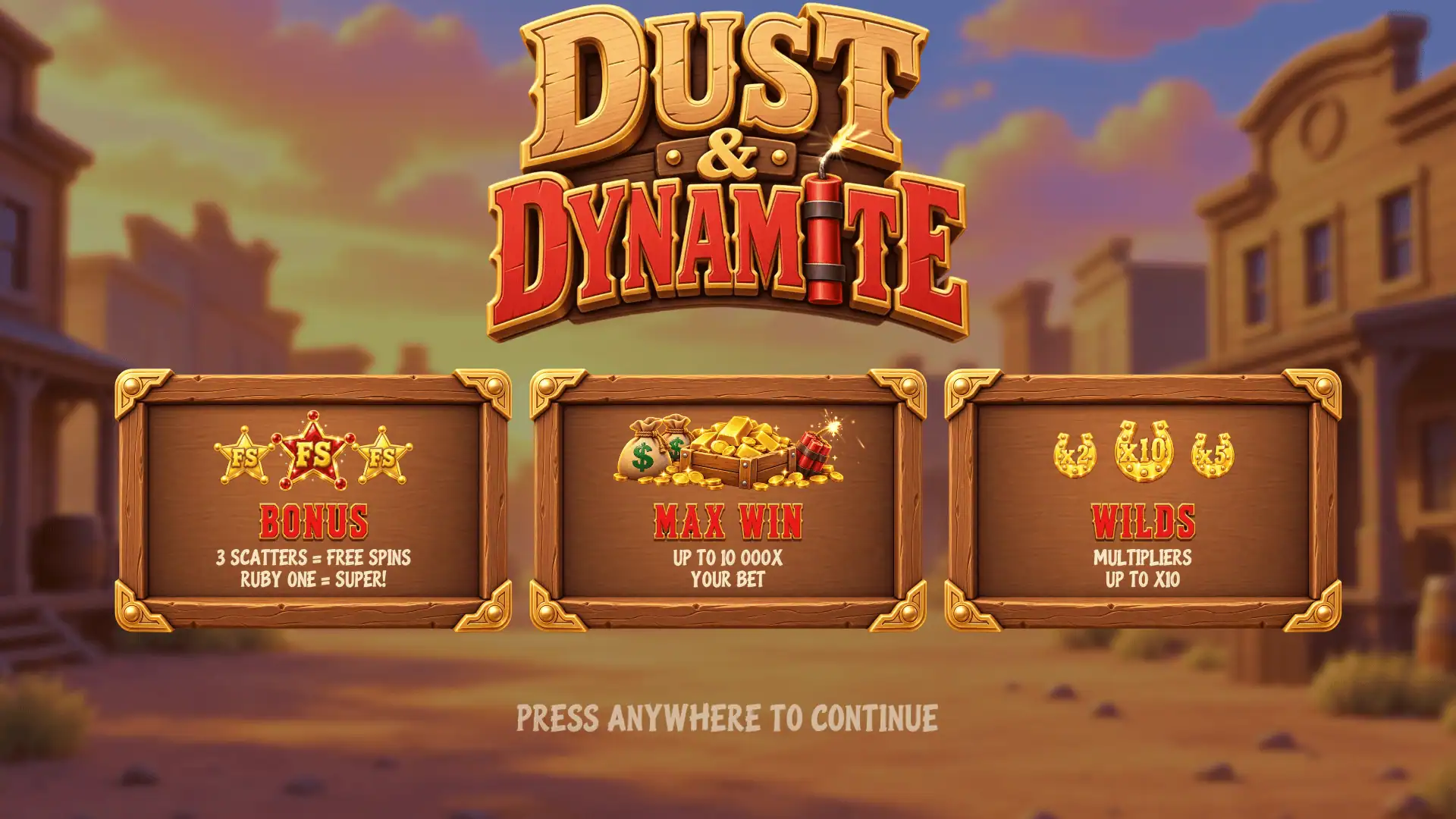 Dust & Dynamite slot intro screen