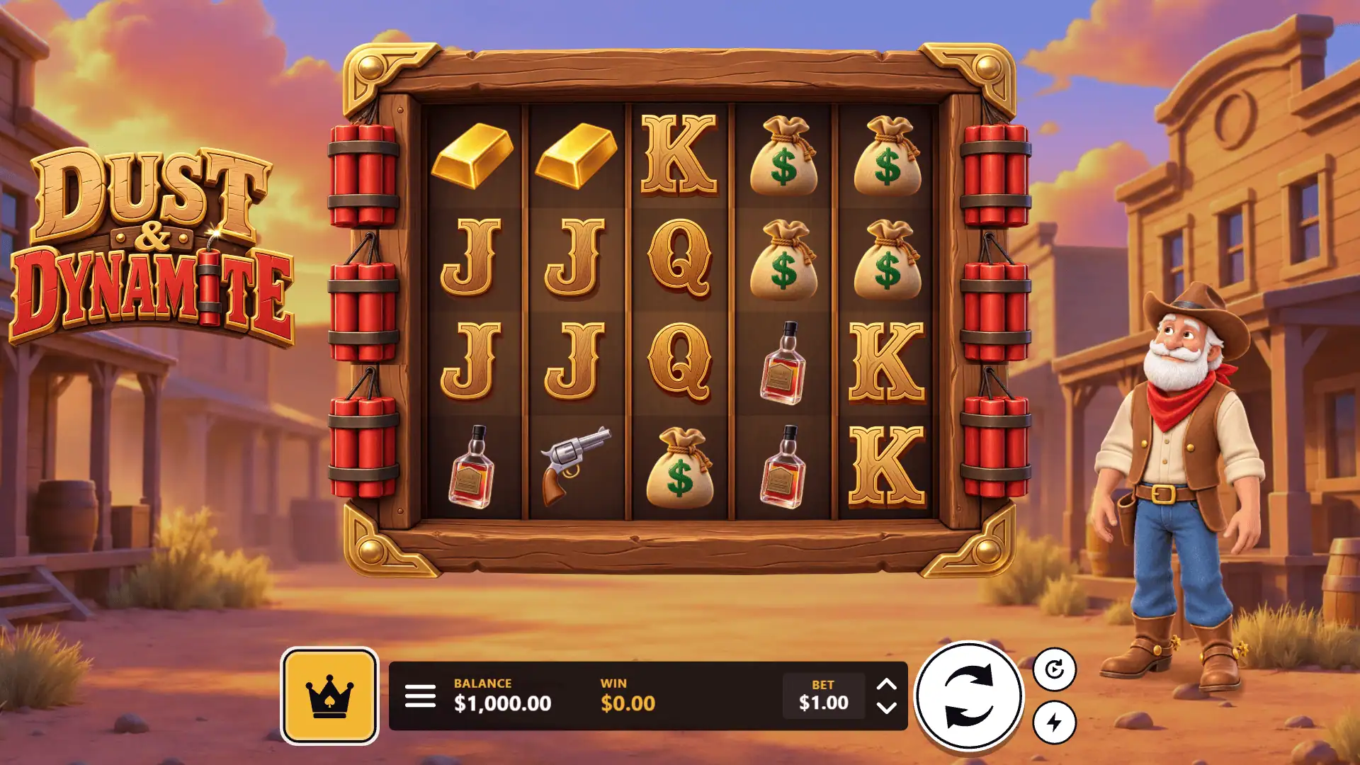 Dust & Dynamite slot gameplay reels