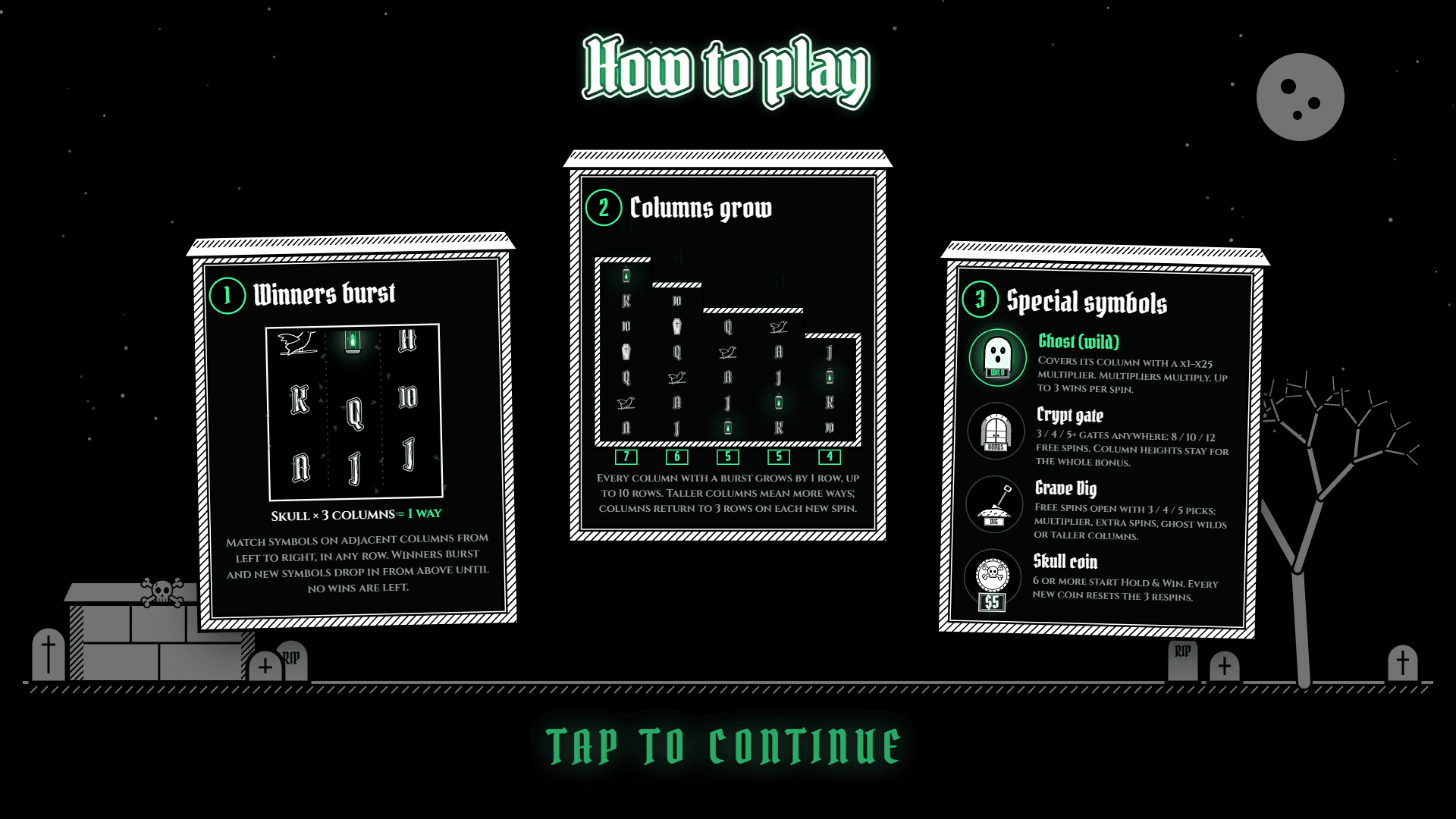 Midnight Crypt slot intro screen