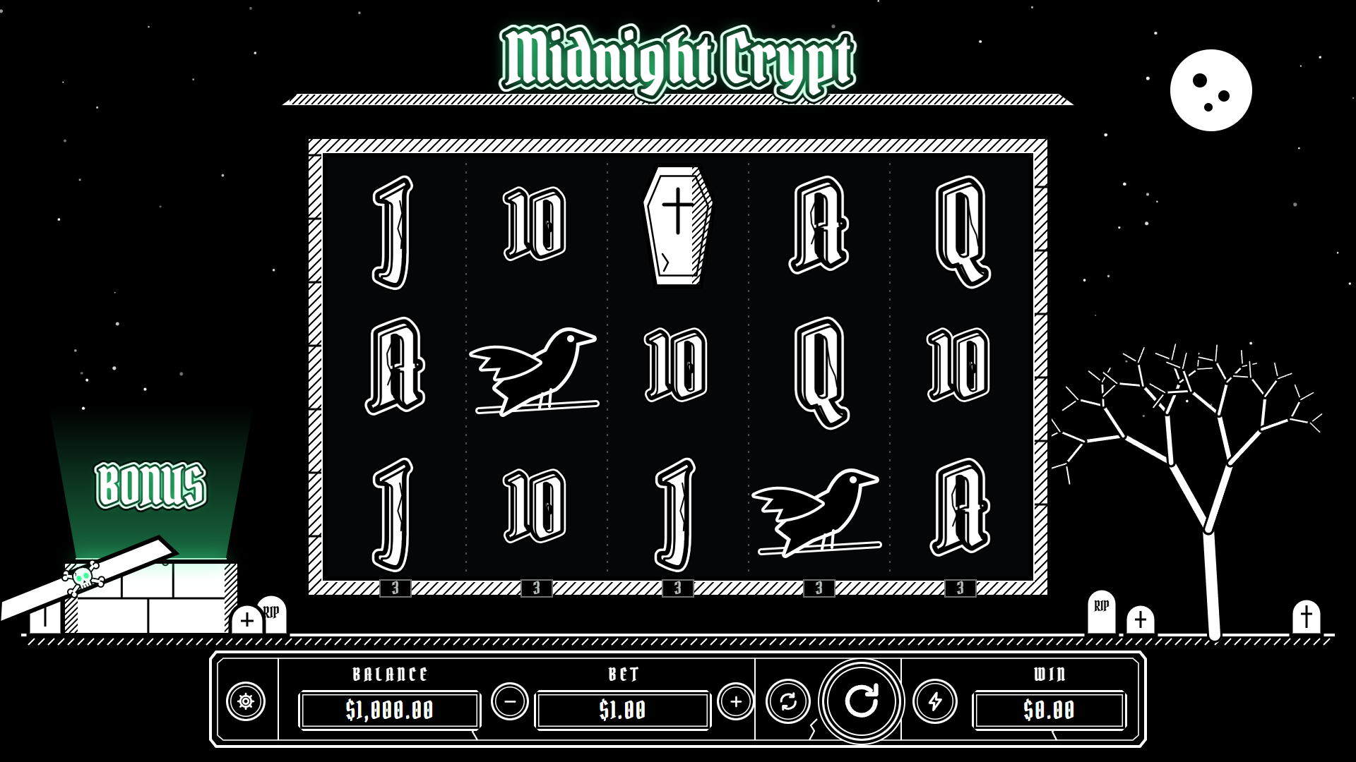 Midnight Crypt slot gameplay reels