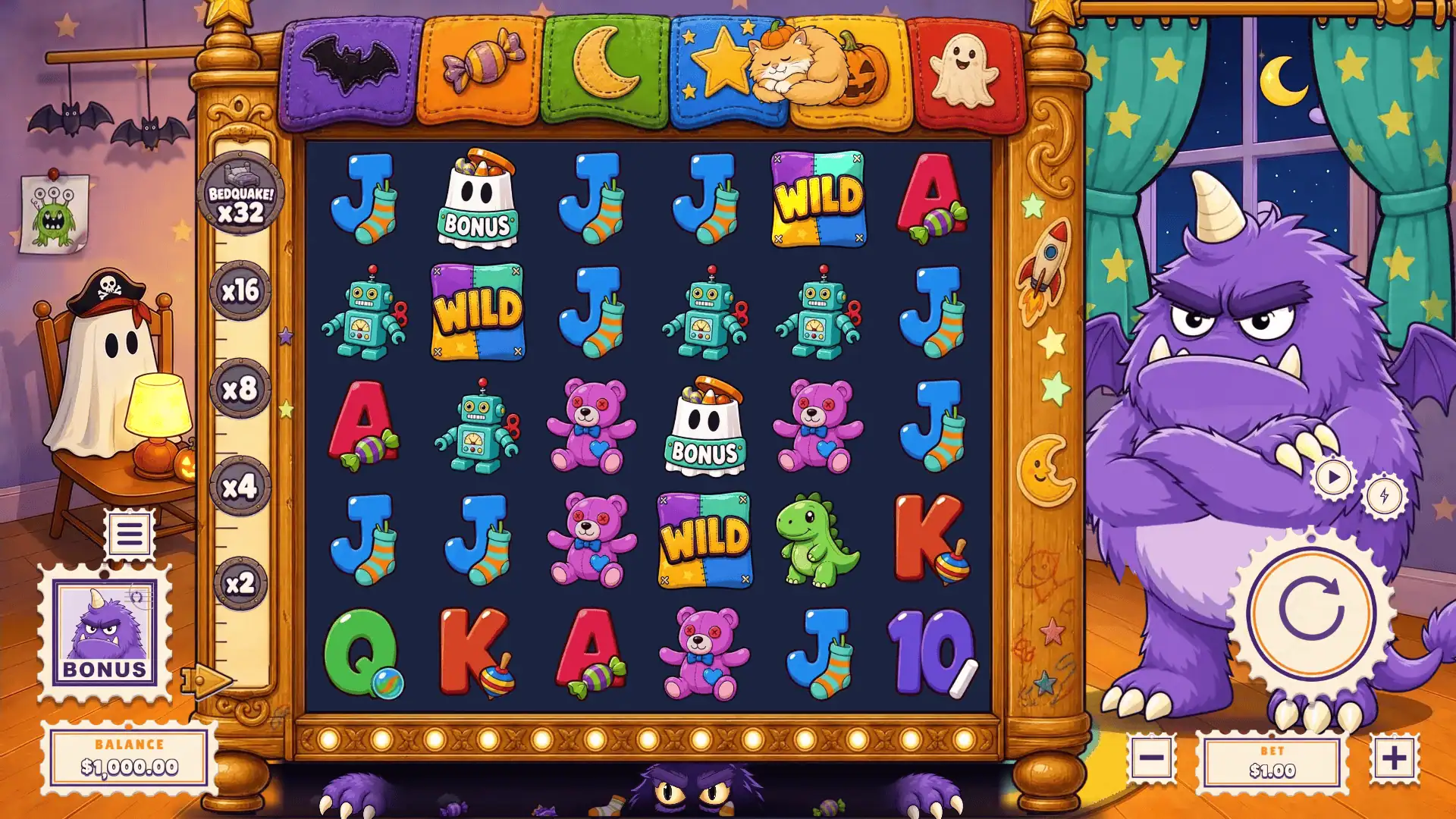 Sleep Tight! slot gameplay reels