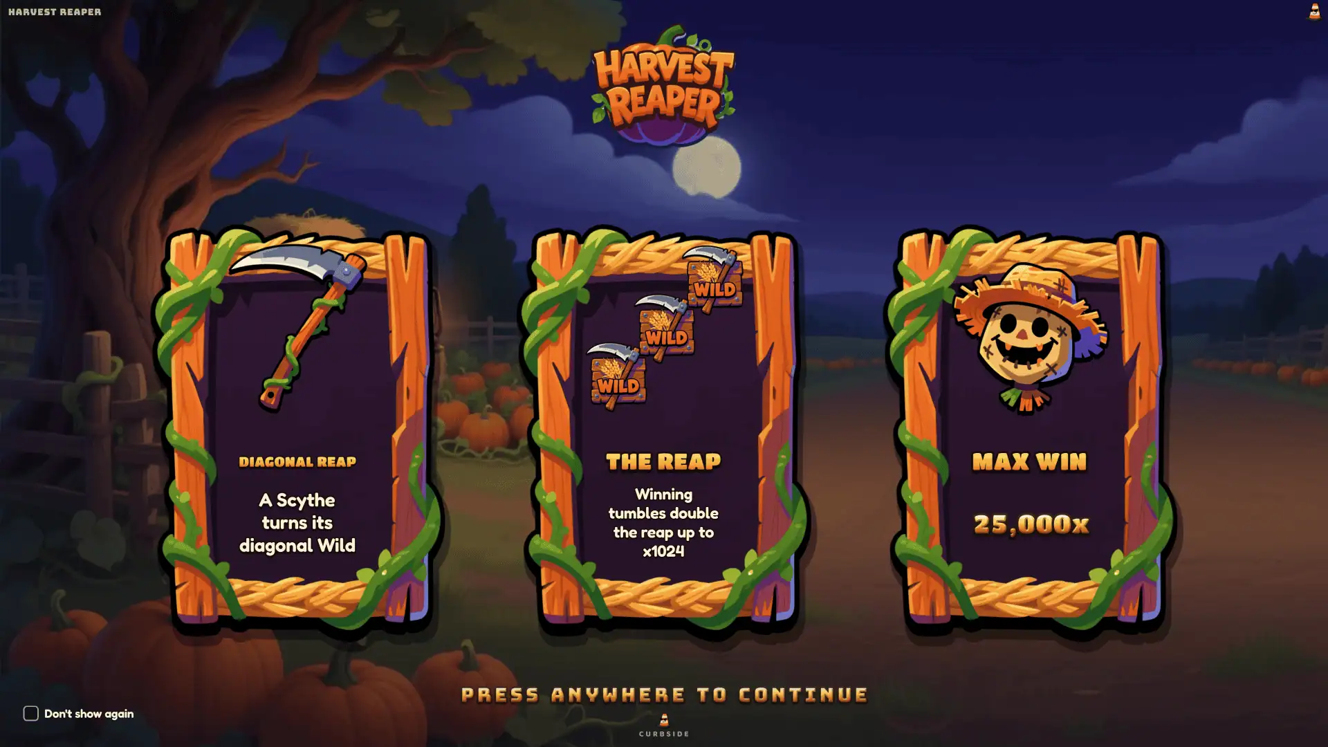 Harvest Reaper slot intro screen