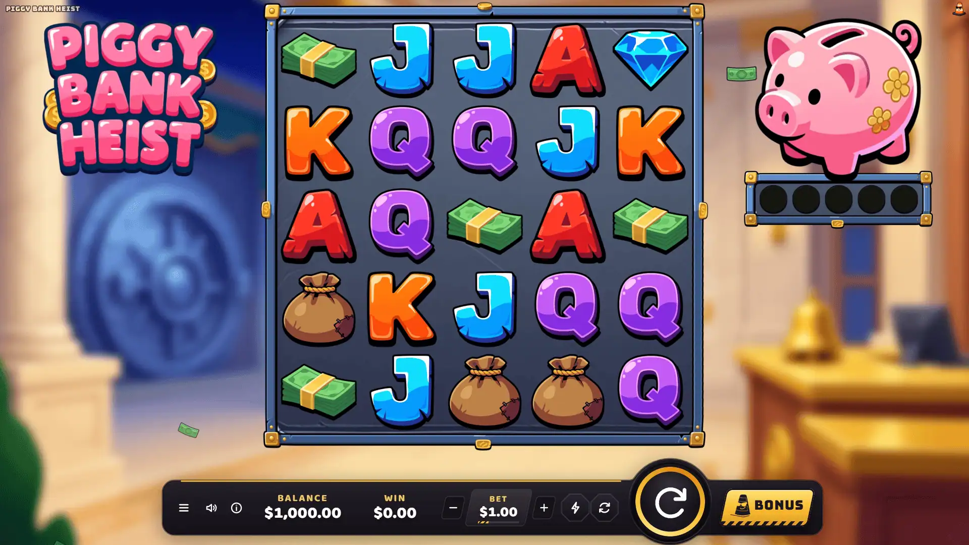 Piggy Bank Heist slot gameplay reels
