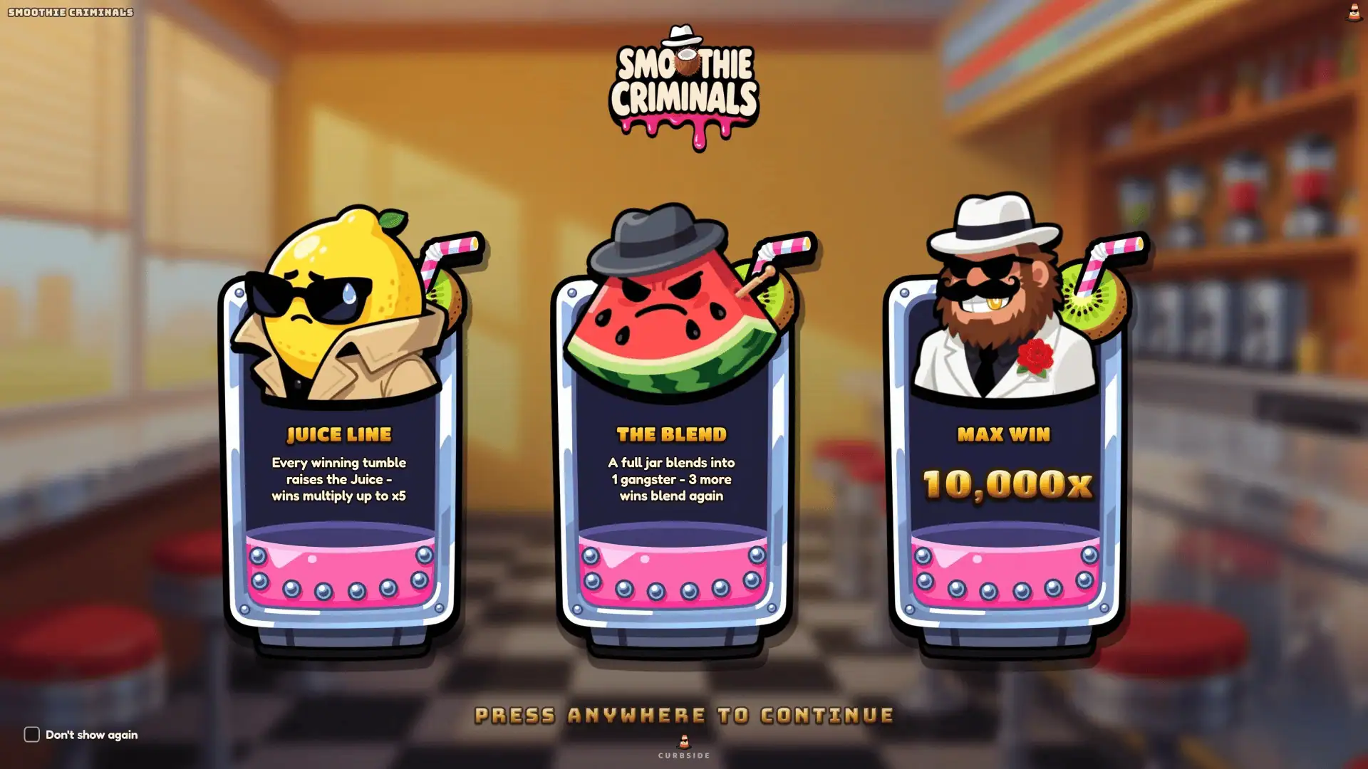Smoothie Criminals slot intro screen