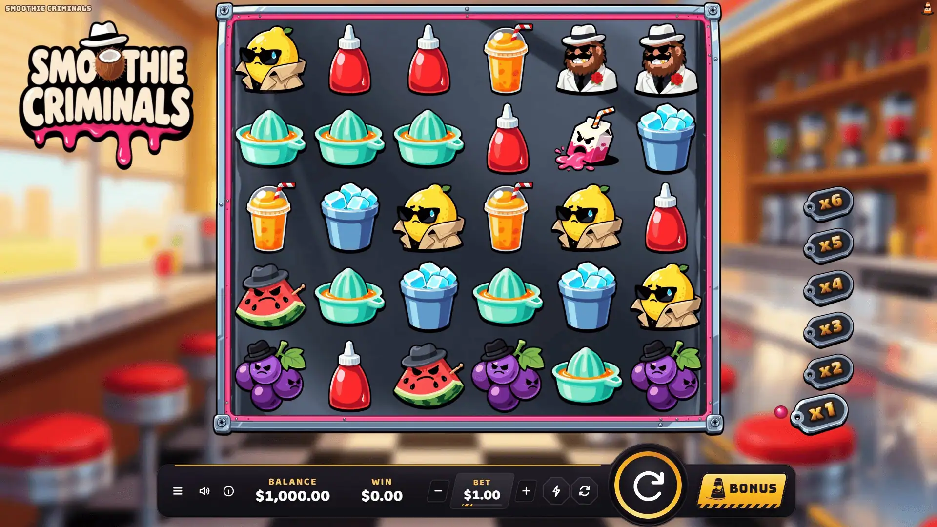 Smoothie Criminals slot gameplay reels