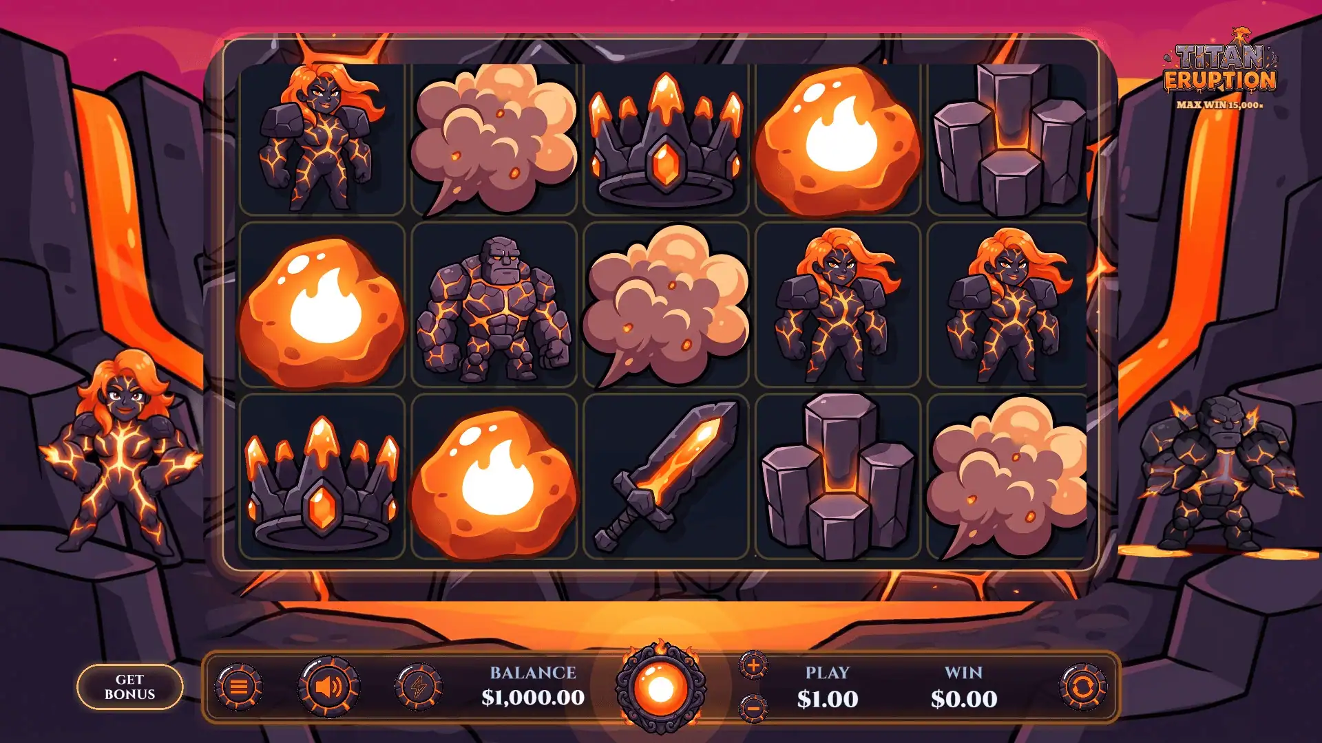 Titan Eruption slot gameplay reels