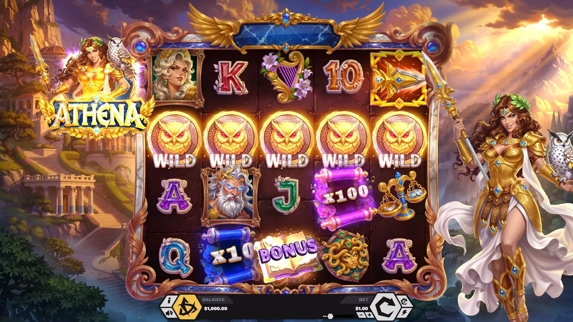 Athena slot gameplay reels