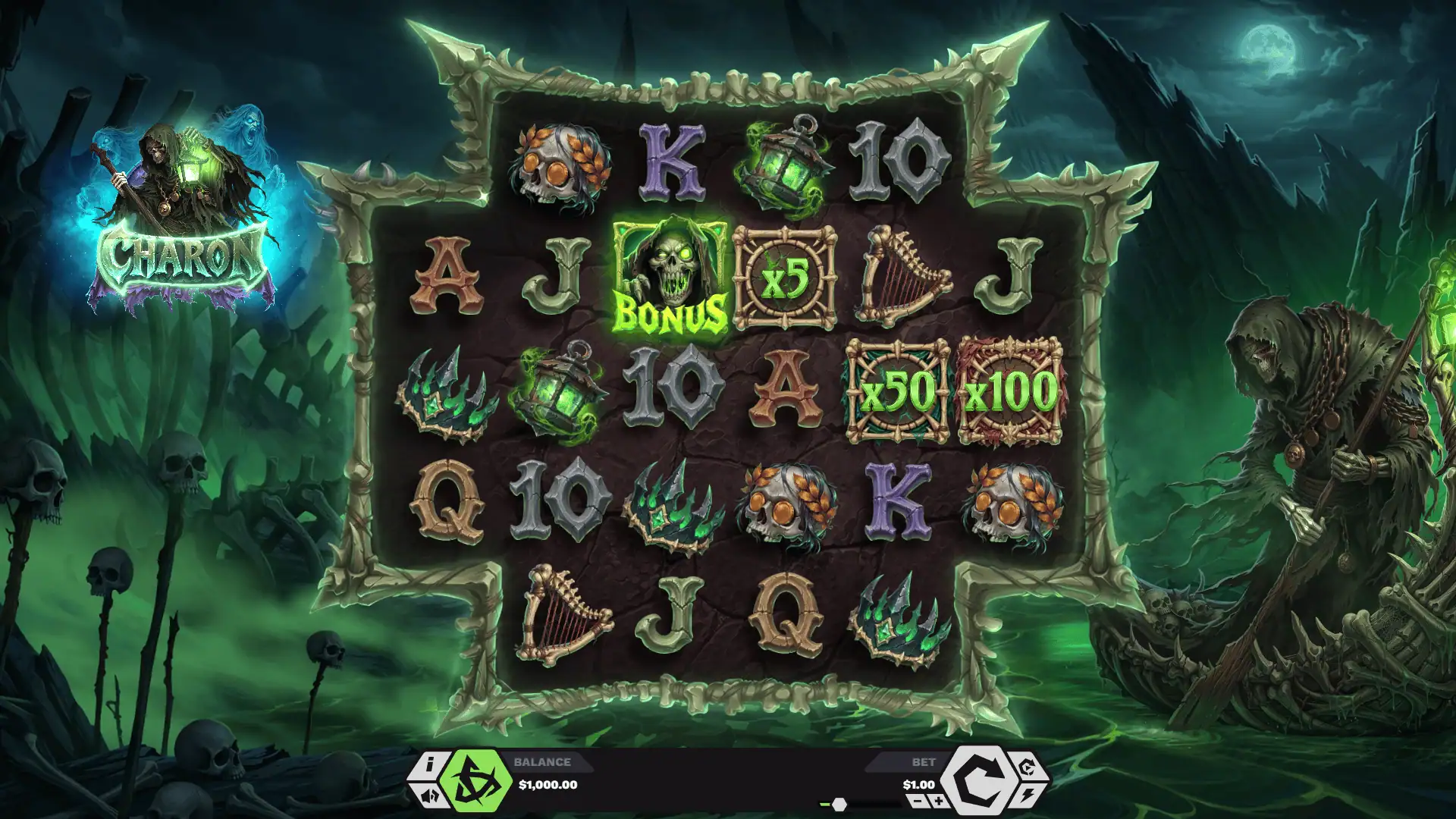 Charon slot gameplay reels